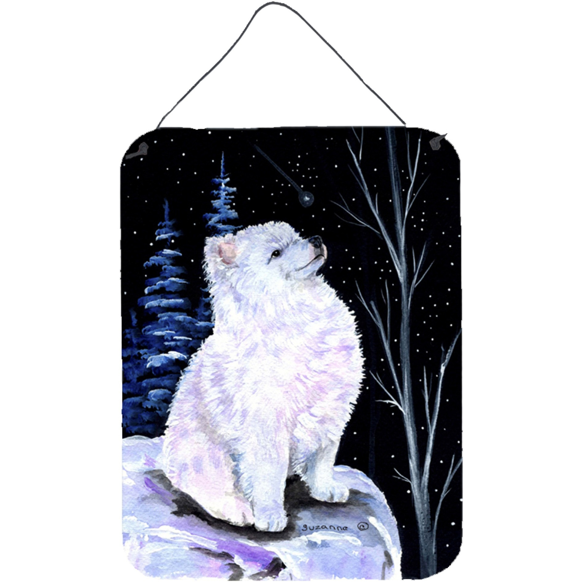 &quotCaroline's Treasures Starry Night American Eskimo Aluminium Metal Wall or Door Hanging Prints, 16"" x 12"", Multicolor"