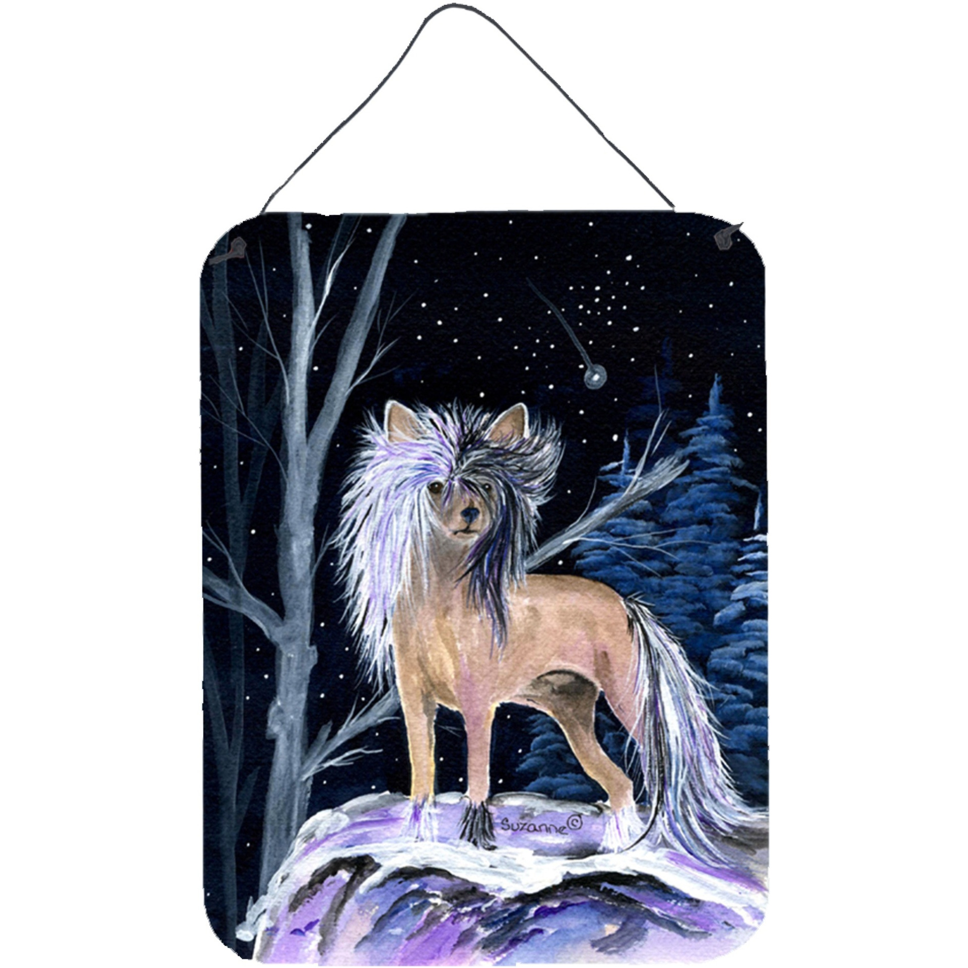 &quotCaroline's Treasures Starry Night Chinese Crested Aluminium Metal Wall or Door Hanging Prints, 16"" x 12"", Multicolor"