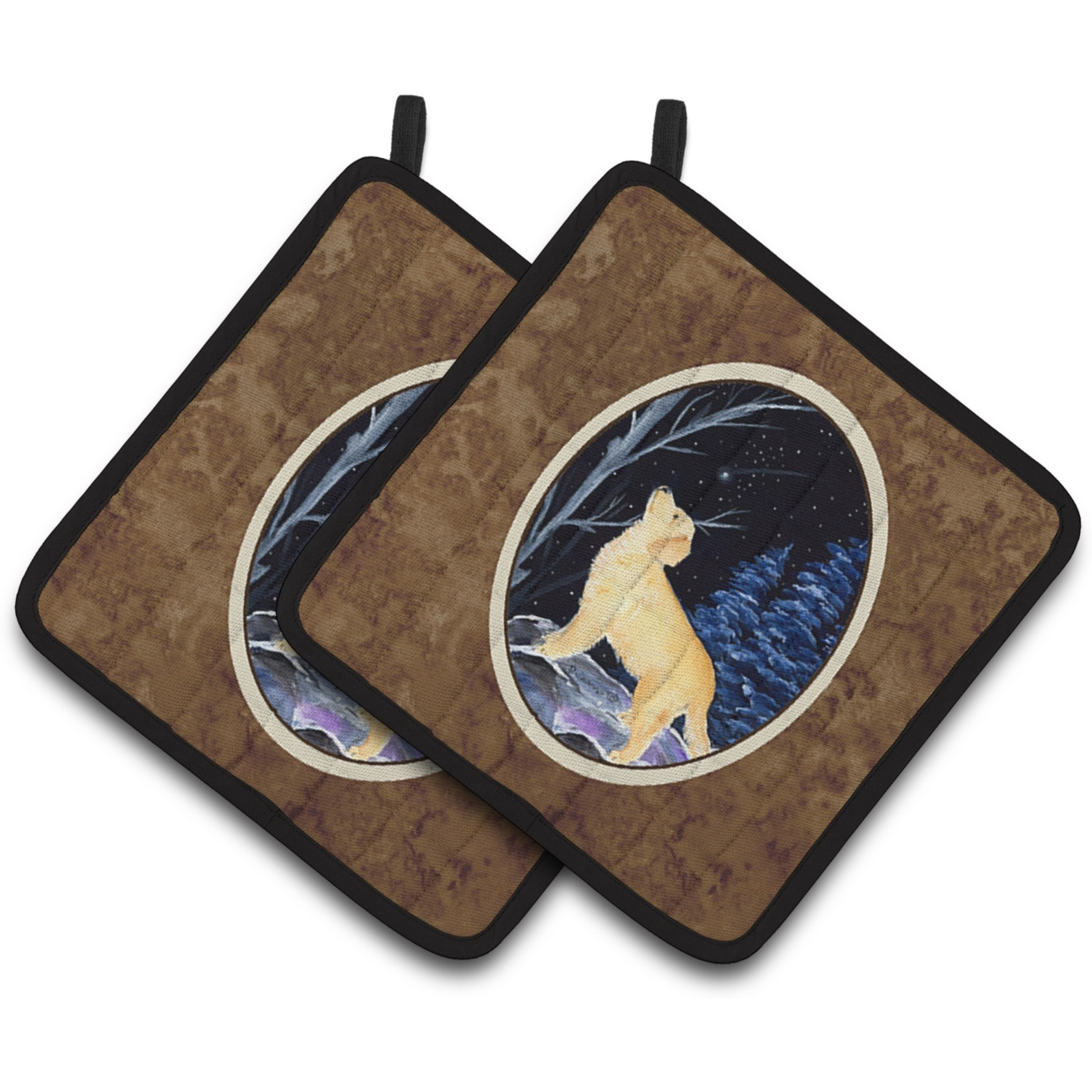 &quotCaroline's Treasures Starry Night Golden Retriever Pair of Pot Holders SS8392PTHD, 7.5HX7.5W, Multicolor"