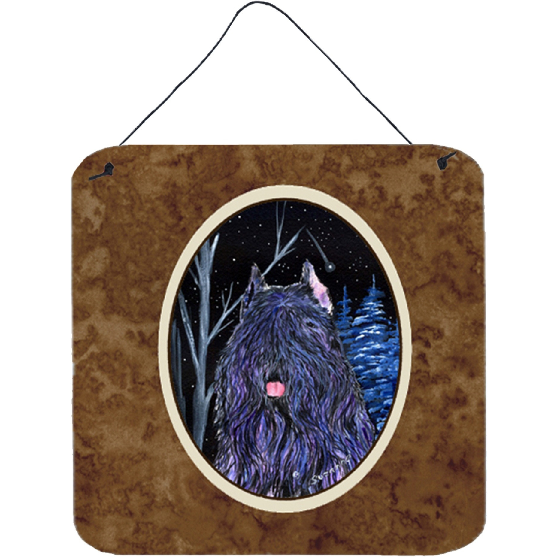 &quotCaroline's Treasures Starry Night Bouvier Des Flanders Aluminum Metal Wall or Door Hanging Prints, 6 x 6"", Multicolor"