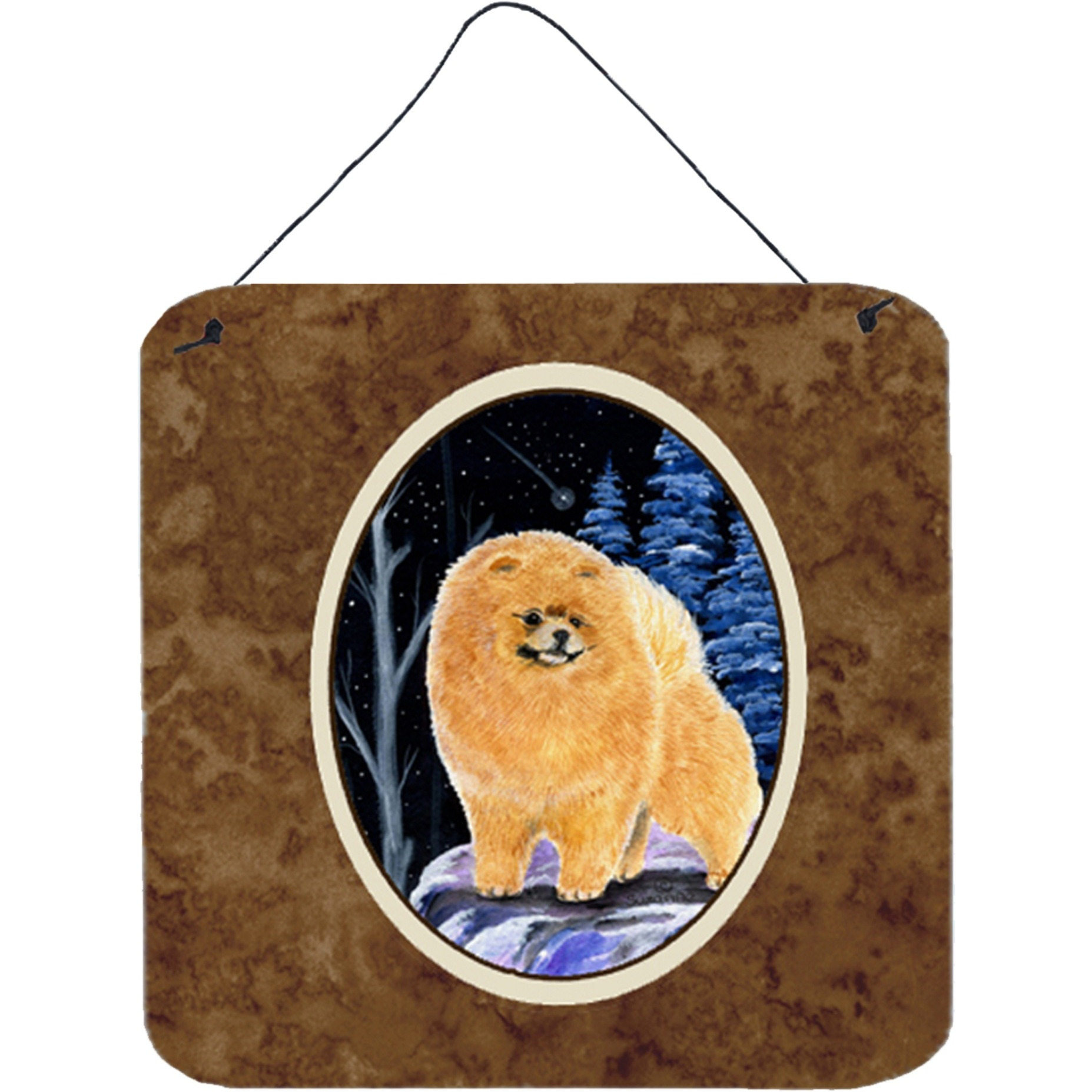 &quotCaroline's Treasures SS8396DS66 Starry Night Pomeranian Aluminum Metal Wall or Door Hanging Prints, 6 x 6"", Multicolor"