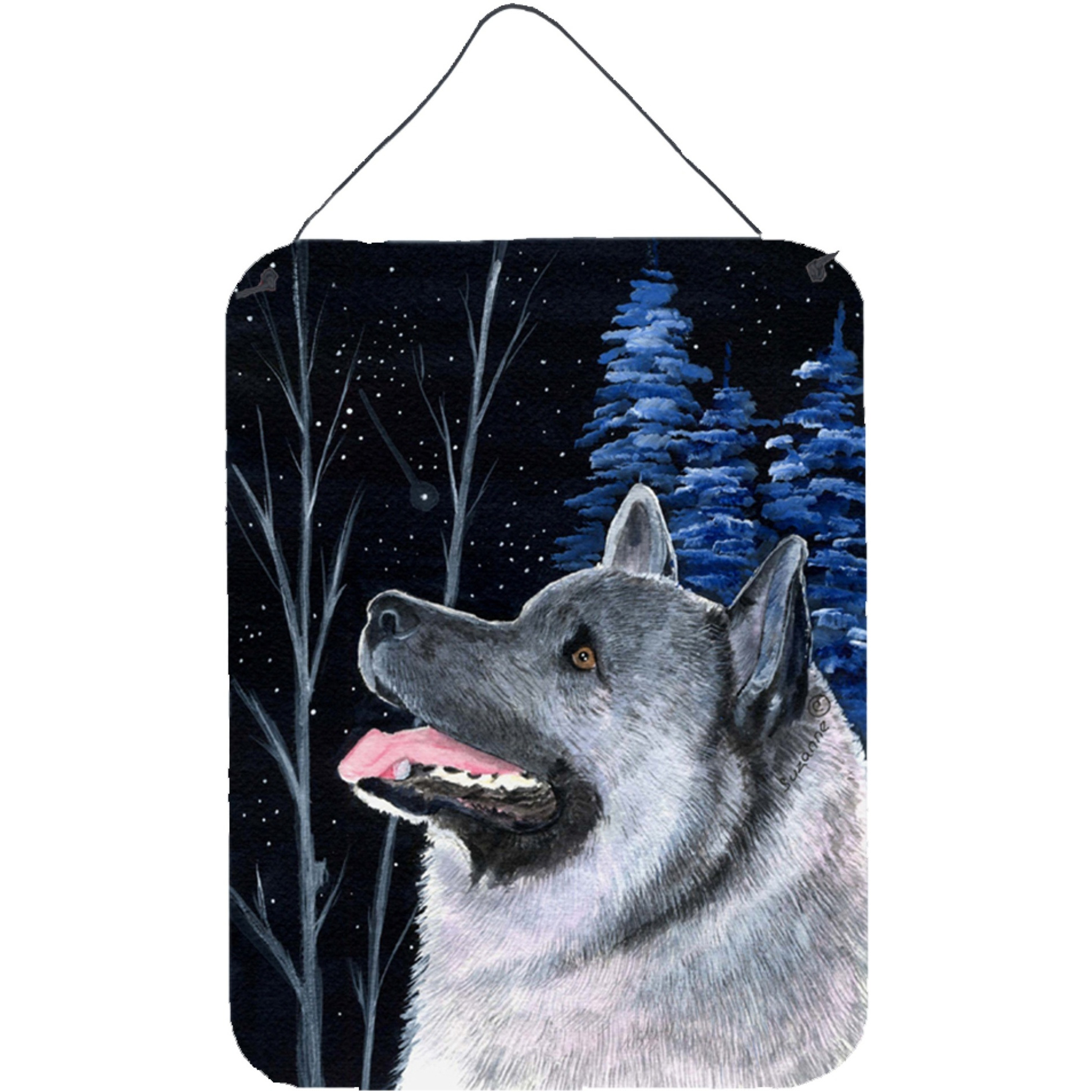 &quotCaroline's Treasures Starry Night Norwegian Elkhound Aluminium Metal Wall or Door Hanging Prints, 16"" x 12"", Multicolor"