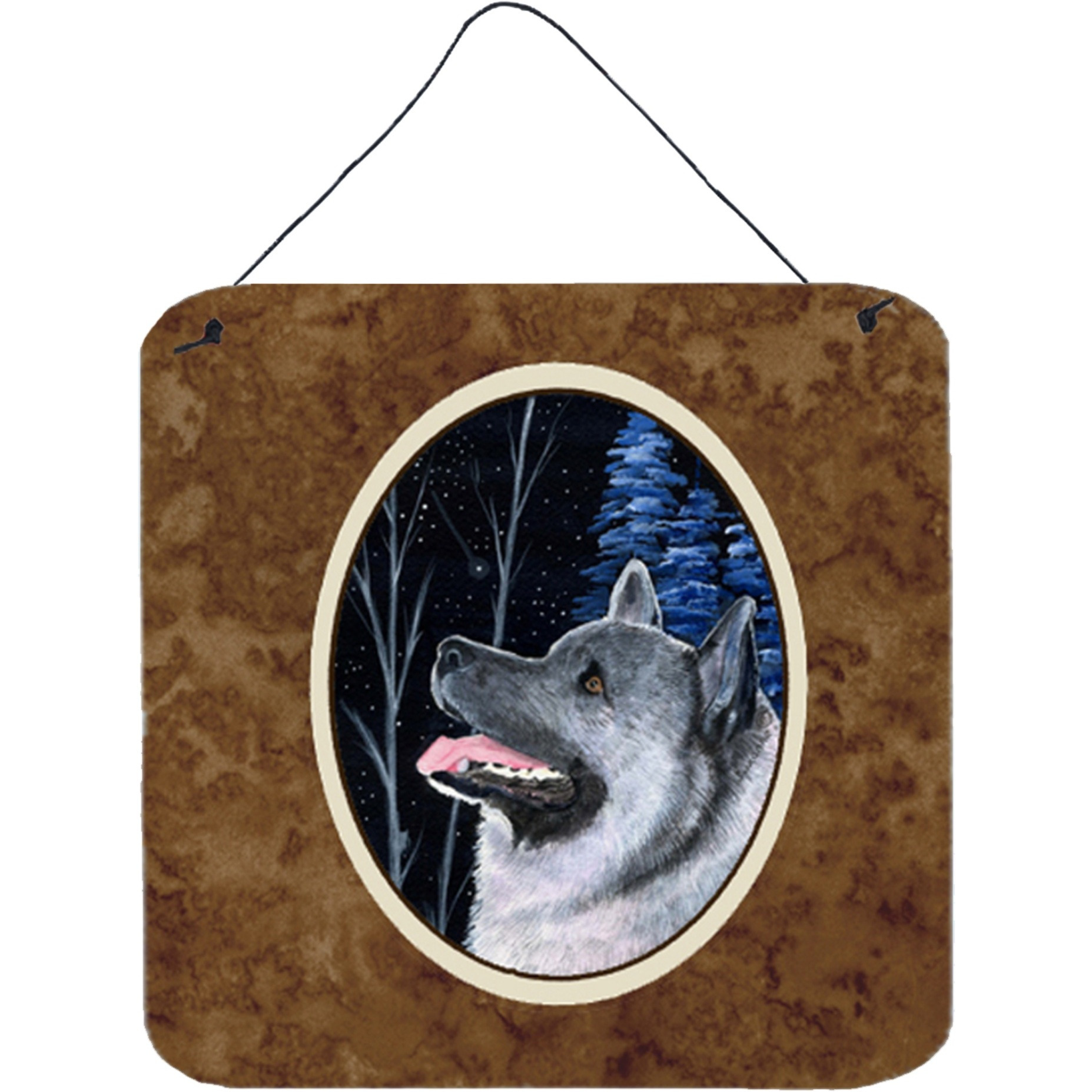 &quotCaroline's Treasures Starry Night Norwegian Elkhound Aluminum Metal Wall or Door Hanging Prints, 6 x 6"", Multicolor"