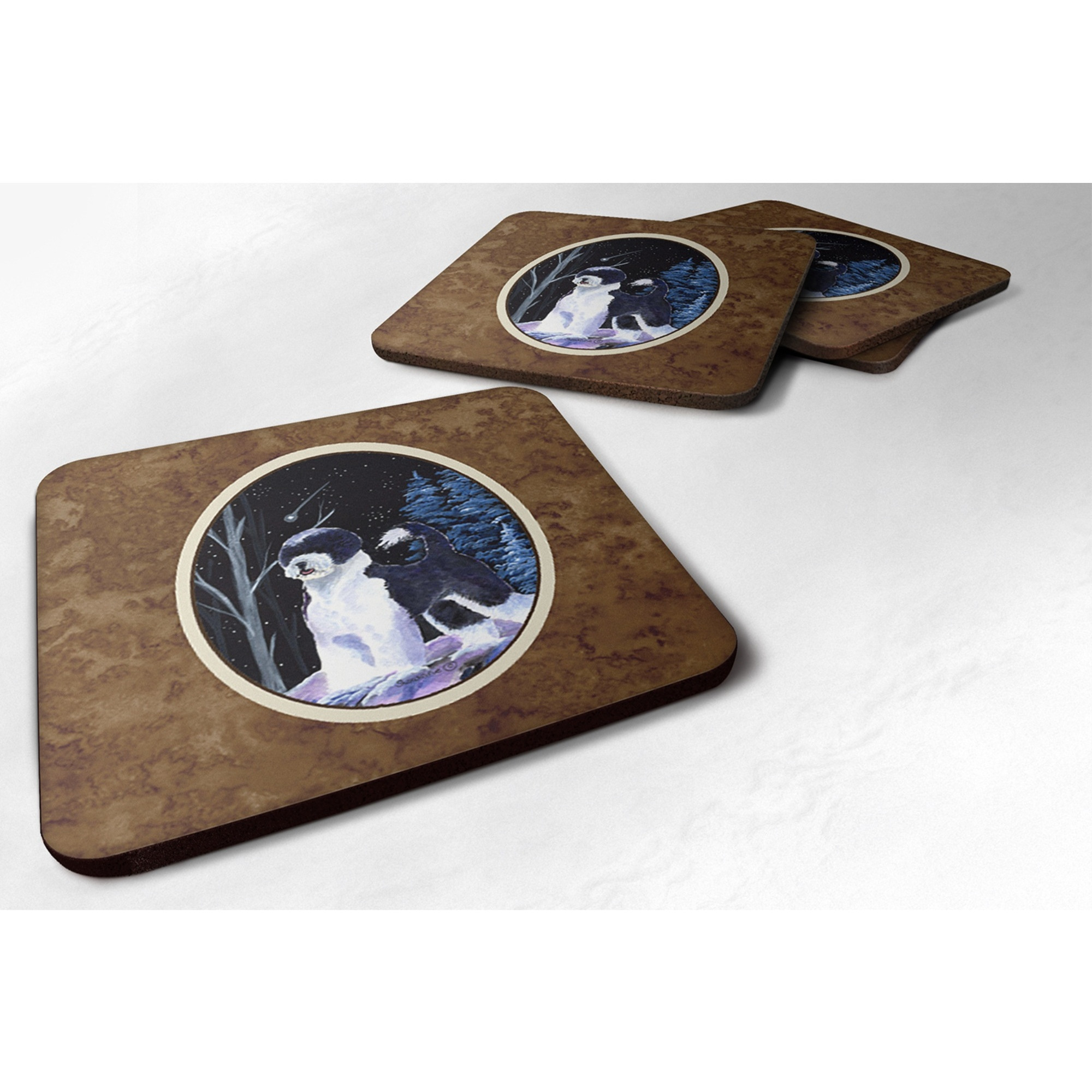 &quotCaroline's Treasures SS8399FC Starry Night Portuguese Water Dog Foam Coasters Set of 4 (Set of 4), 3.5"" H x 3.5"" W, Multicolor"