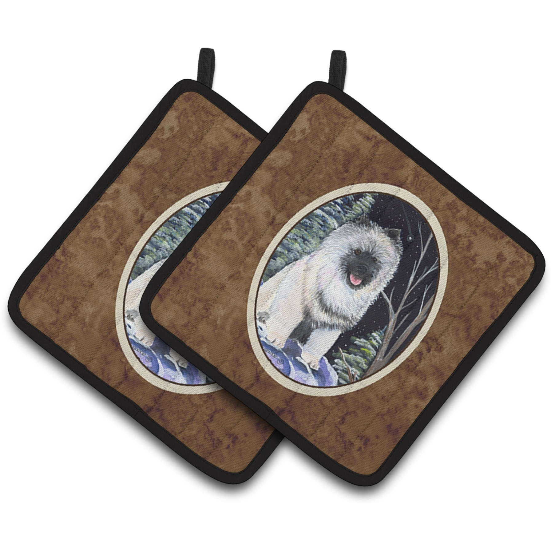 &quotCaroline's Treasures Starry Night Keeshond Pair of Pot Holders SS8404PTHD, 7.5HX7.5W, Multicolor"