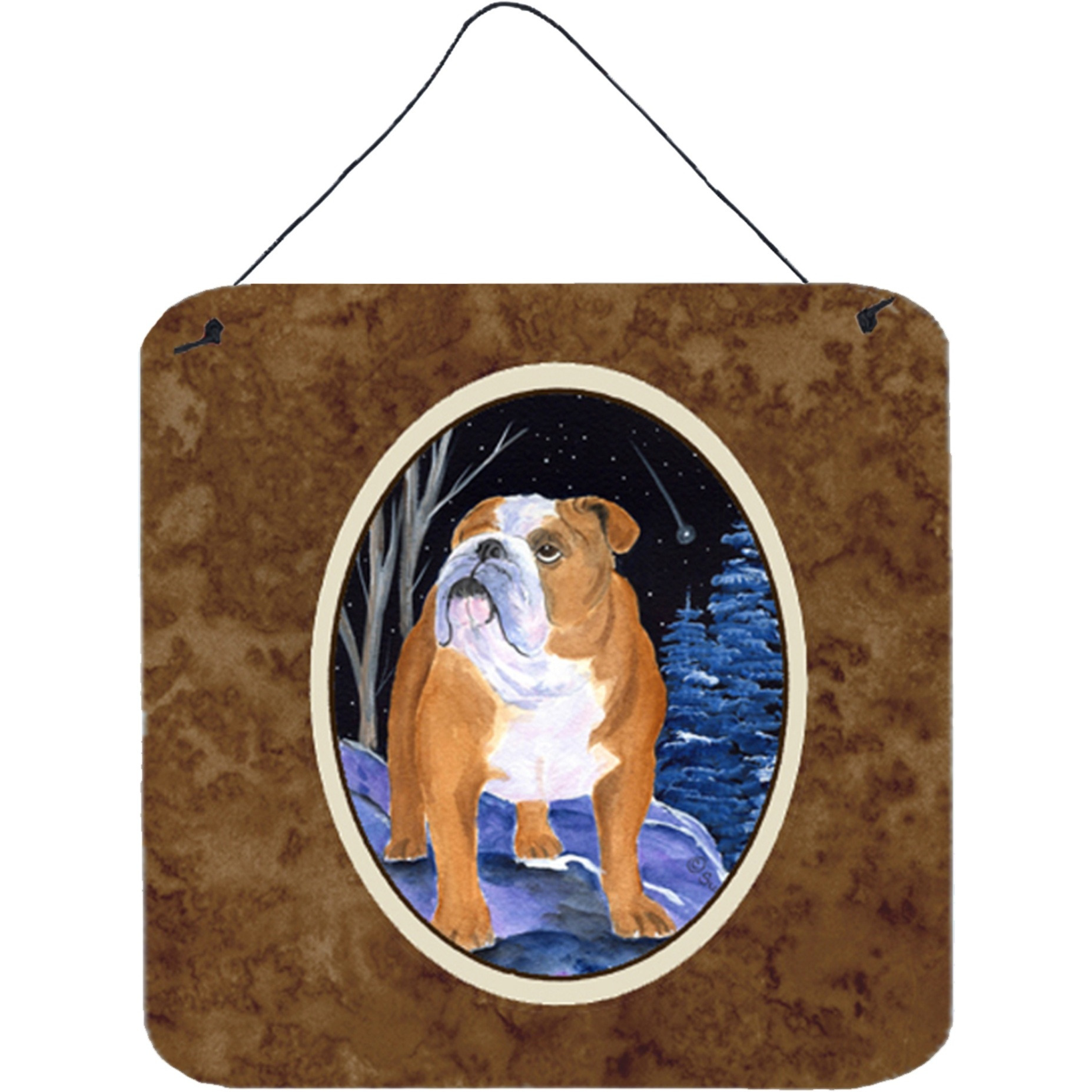 &quotCaroline's Treasures SS8405DS66 Starry Night English Bulldog Aluminum Metal Wall or Door Hanging Prints, 6 x 6"", Multicolor"