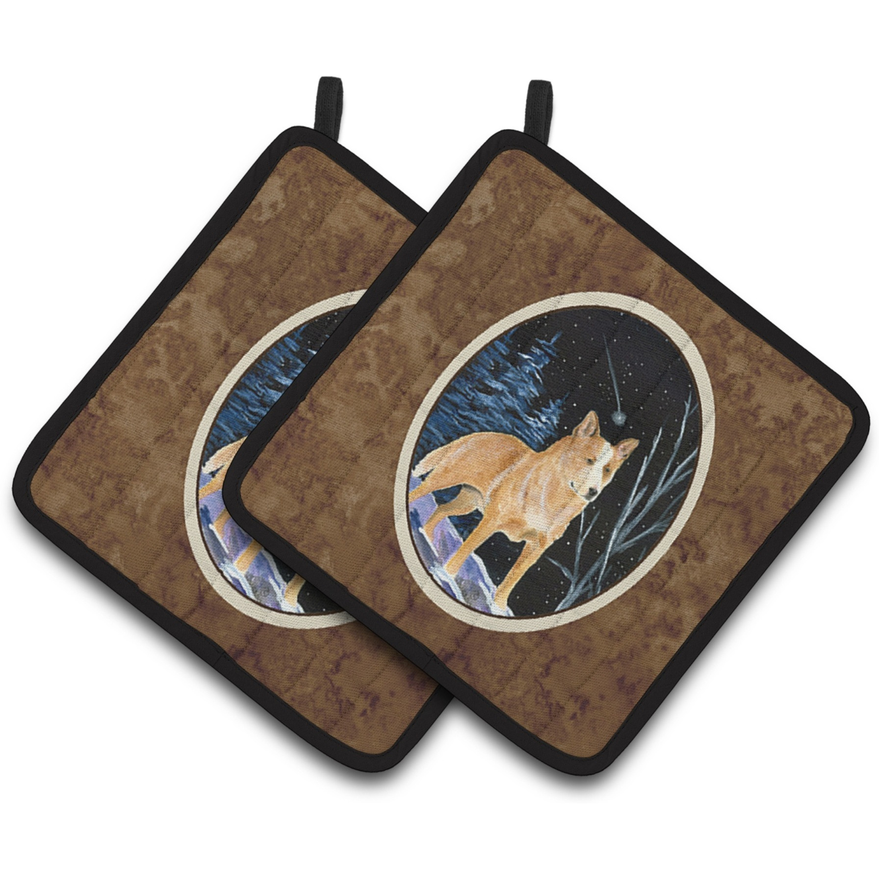 &quotCaroline's Treasures Starry Night Australian Cattle Dog Pair of Pot Holders SS8407PTHD, 7.5HX7.5W, Multicolor"