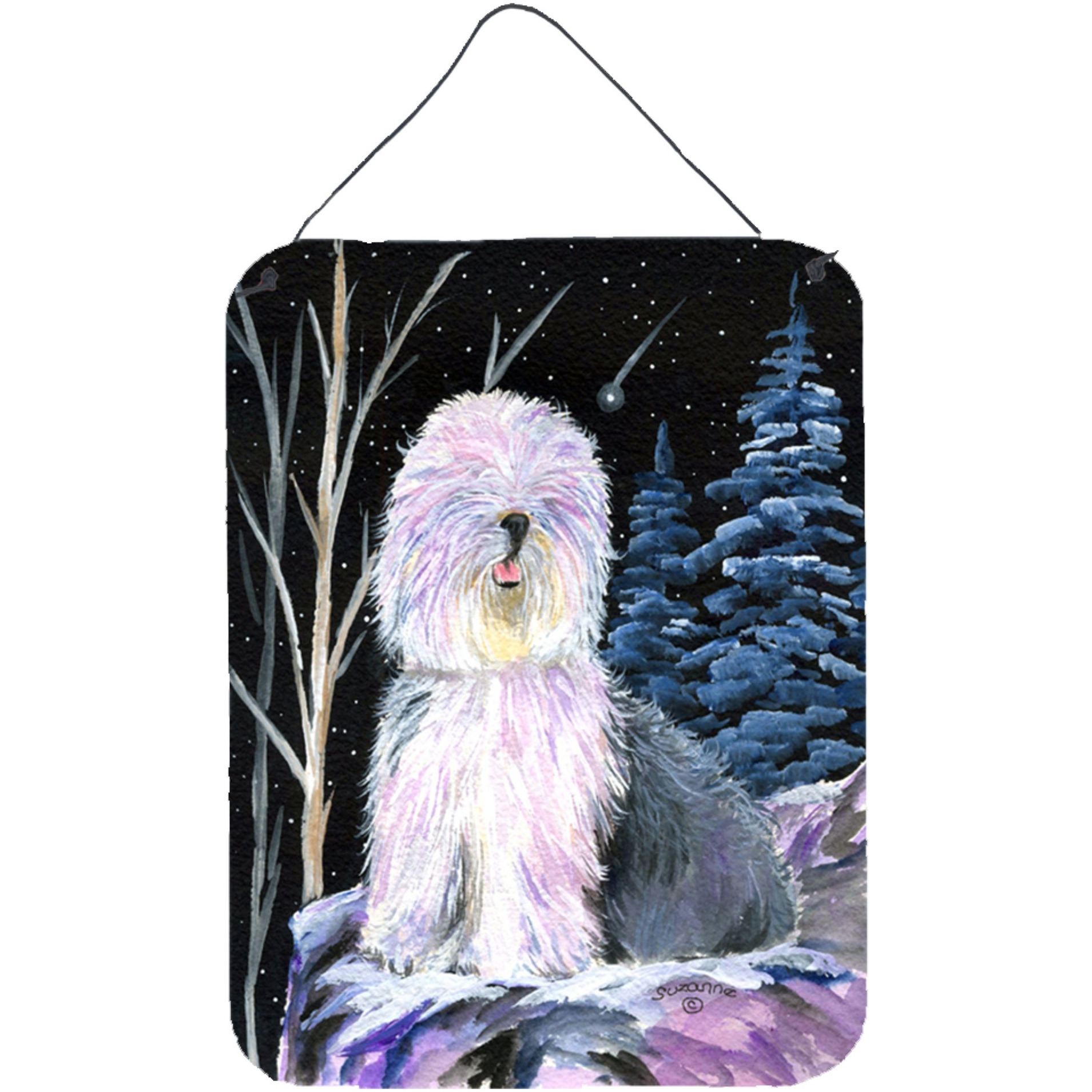 &quotCaroline's Treasures SS8409DS1216 Starry Night Old English Sheepdog Aluminium Metal Wall or Door Hanging Prints, 16"" x 12"", Multicolor"