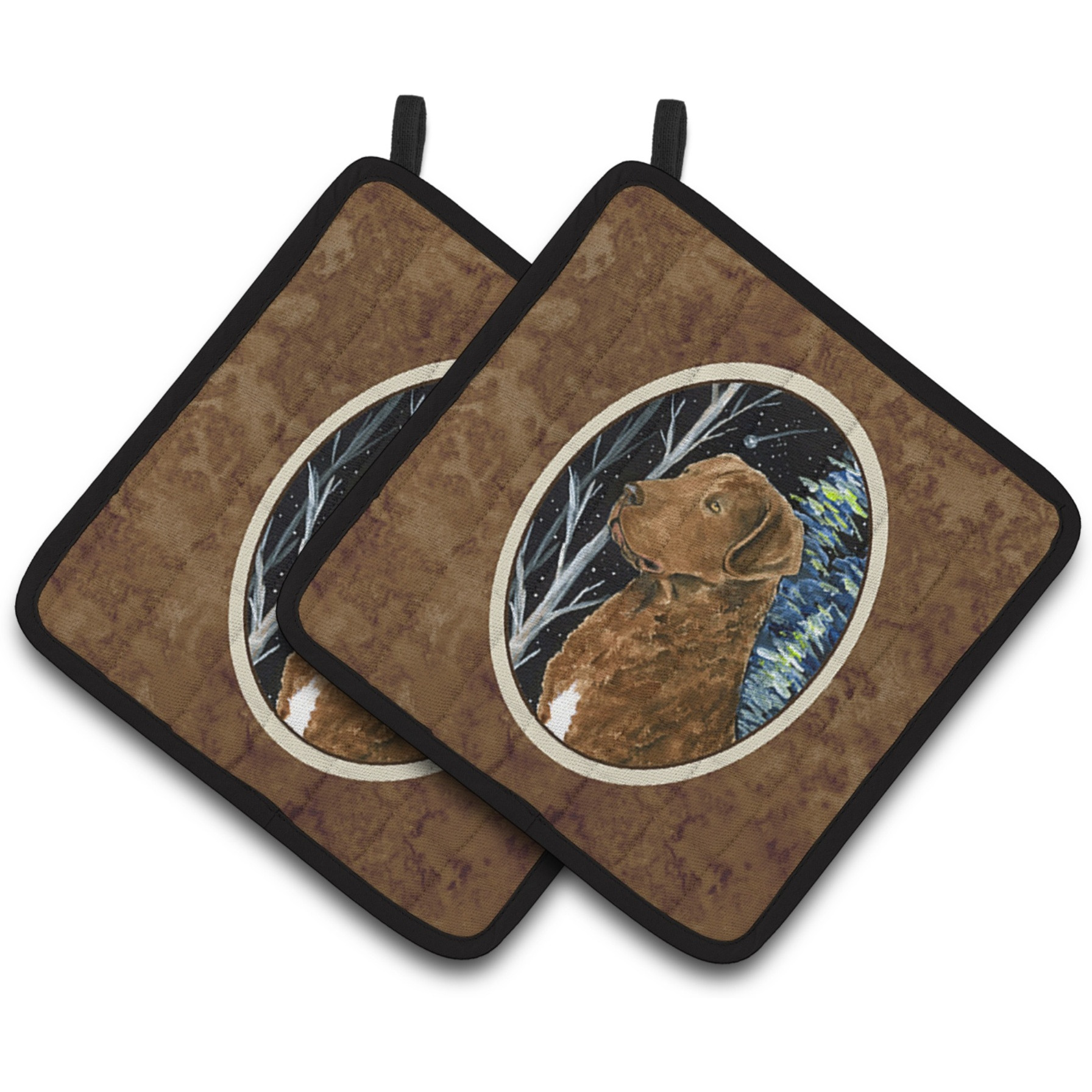 &quotCaroline's Treasures Starry Night Chesapeake Bay Retriever Pair of Pot Holders SS8411PTHD, 7.5HX7.5W, Multicolor"