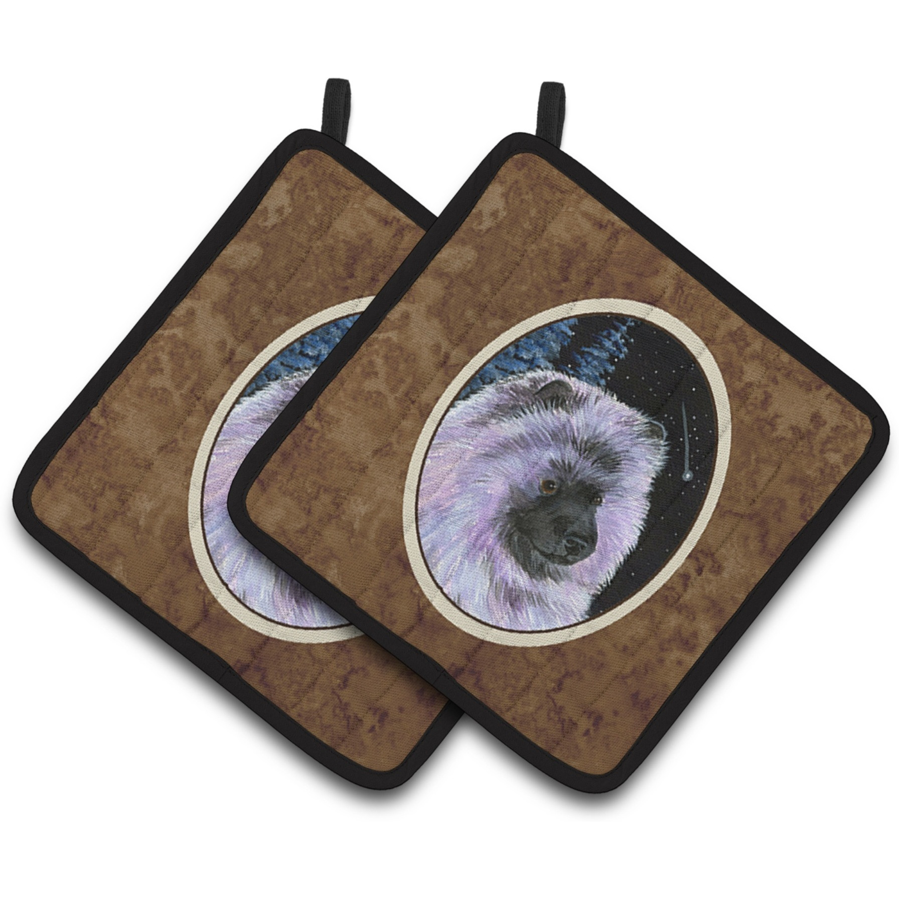 &quotCaroline's Treasures SS8412PTHD Starry Night Keeshond Pot Holders (1 Pair), 7.5"" x 7.5"", Multicolor"