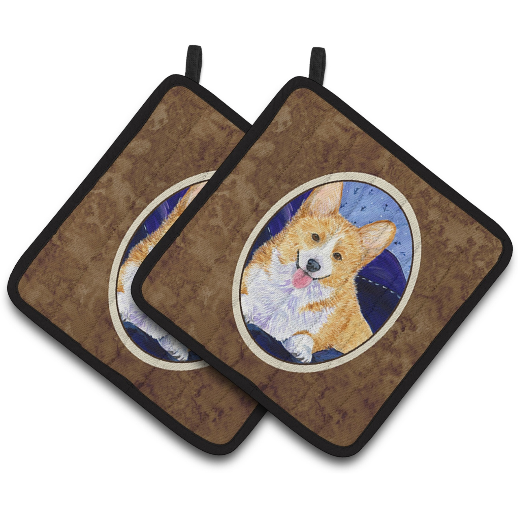 &quotCaroline's Treasures Corgi Pair of Pot Holders SS8414PTHD, 7.5HX7.5W, Multicolor"