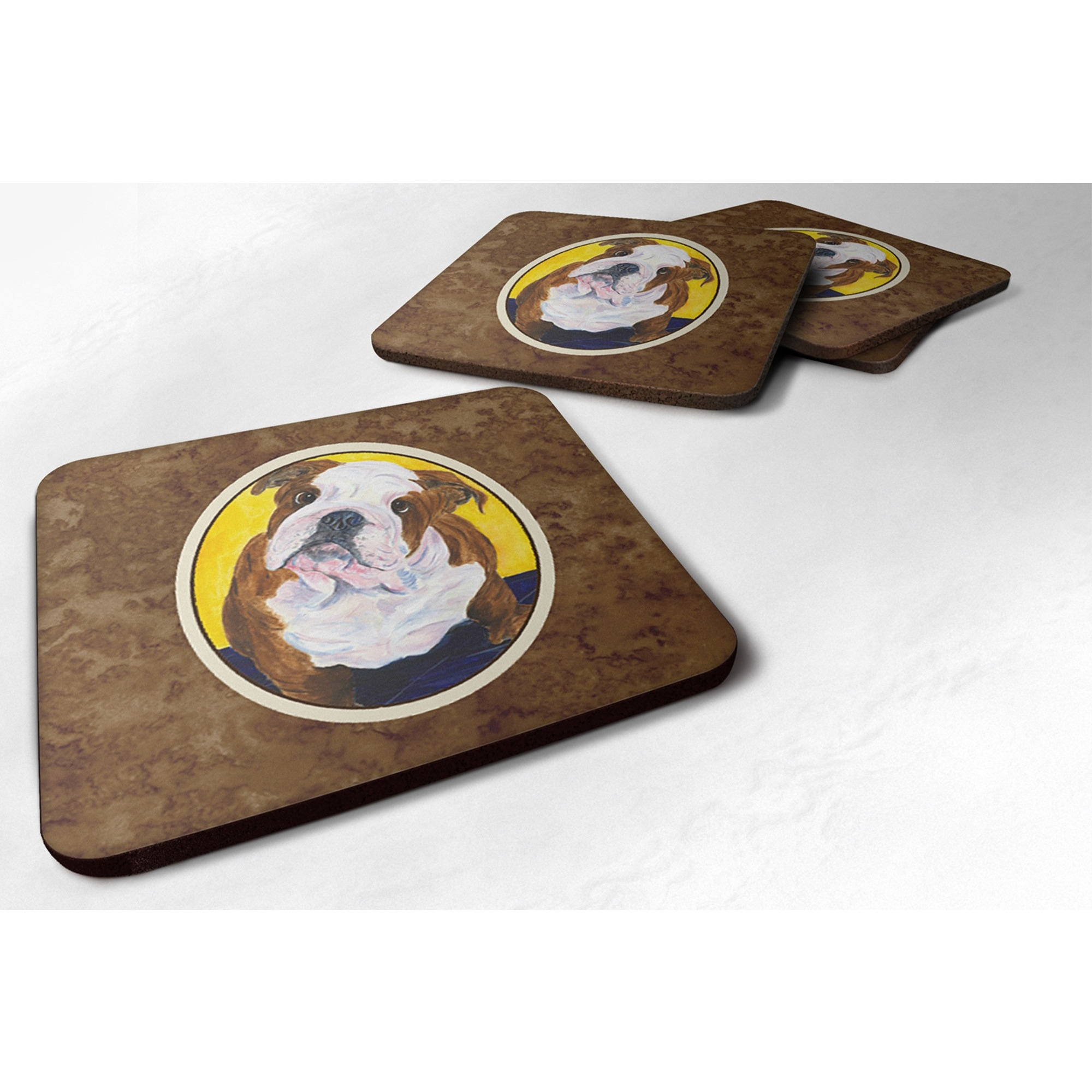 &quotCaroline's Treasures SS8415FC English Bulldog Foam Coasters (Set of 4), 3.5"" H x 3.5"" W, Multicolor"