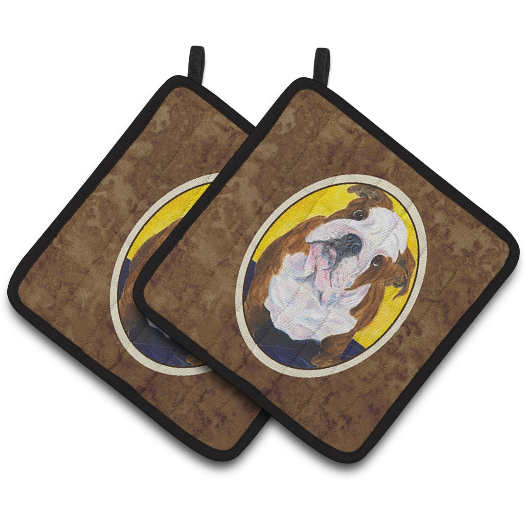 &quotCaroline's Treasures English Bulldog Pair of Pot Holders SS8415PTHD, 7.5HX7.5W, Multicolor"