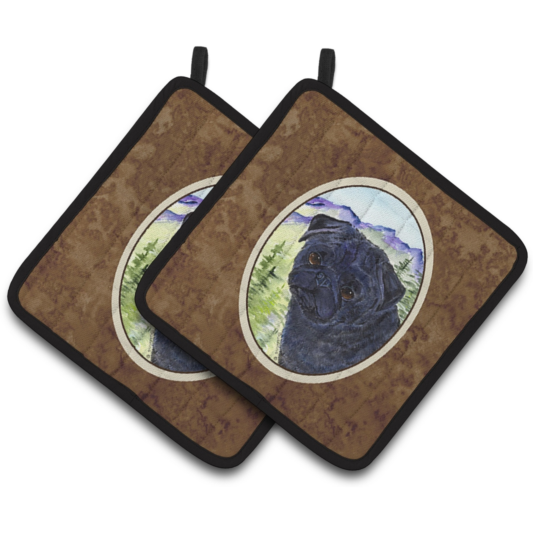 &quotCaroline's Treasures Pug Pair of Pot Holders SS8420PTHD, 7.5HX7.5W, Multicolor"
