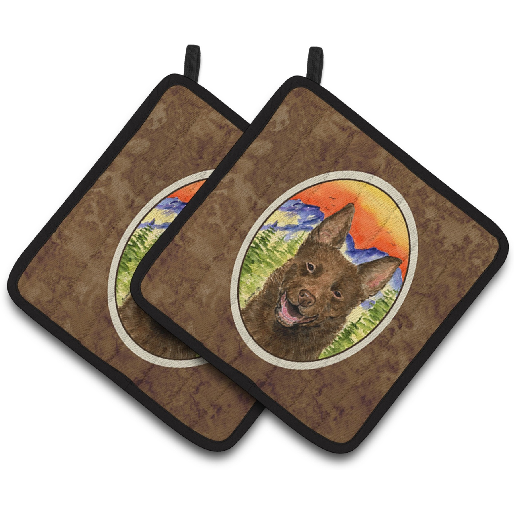 &quotCaroline's Treasures Australian Kelpie Pair of Pot Holders SS8422PTHD, 7.5HX7.5W, Multicolor"