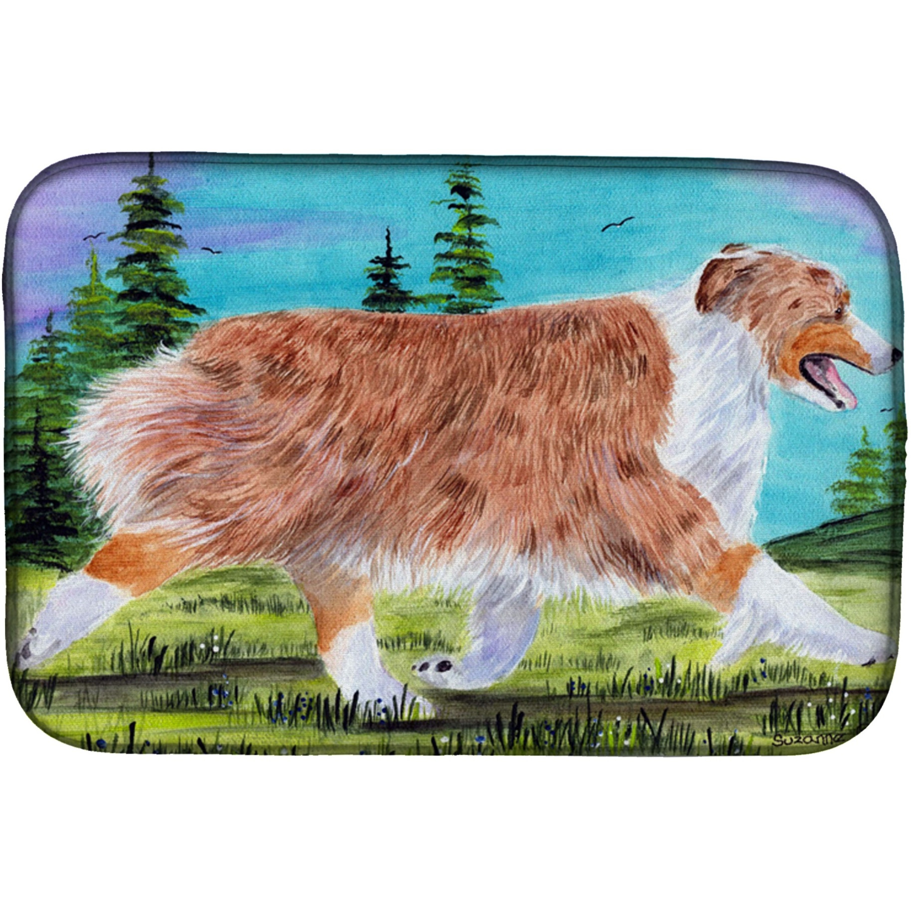 &quotCaroline's Treasures Australian Shepherd Dish Drying Mat, 14 x 21, Multicolor"