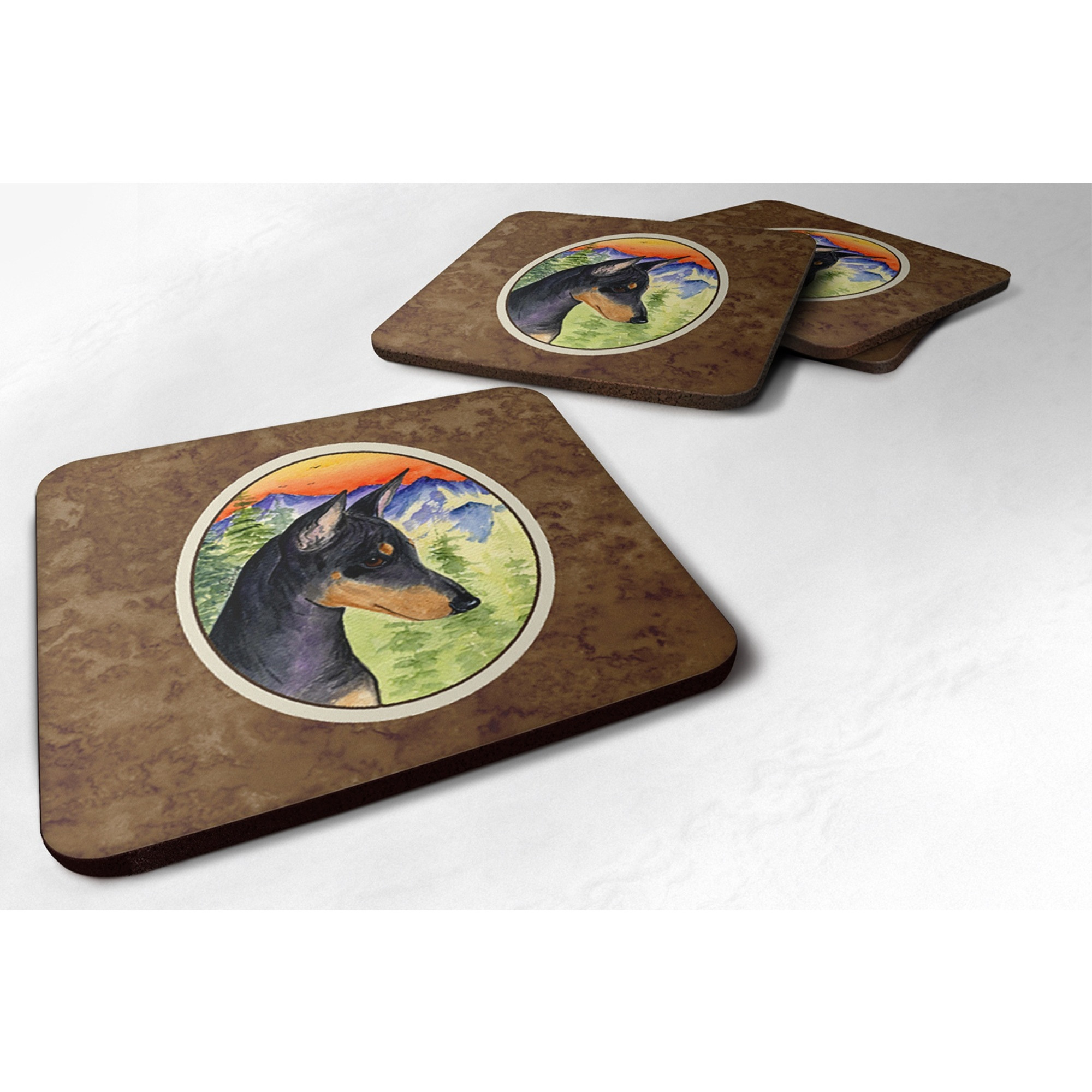 &quotCaroline's Treasures SS8425FC Manchester Terrier Foam Coasters (Set of 4), 3.5"" H x 3.5"" W, Multicolor"