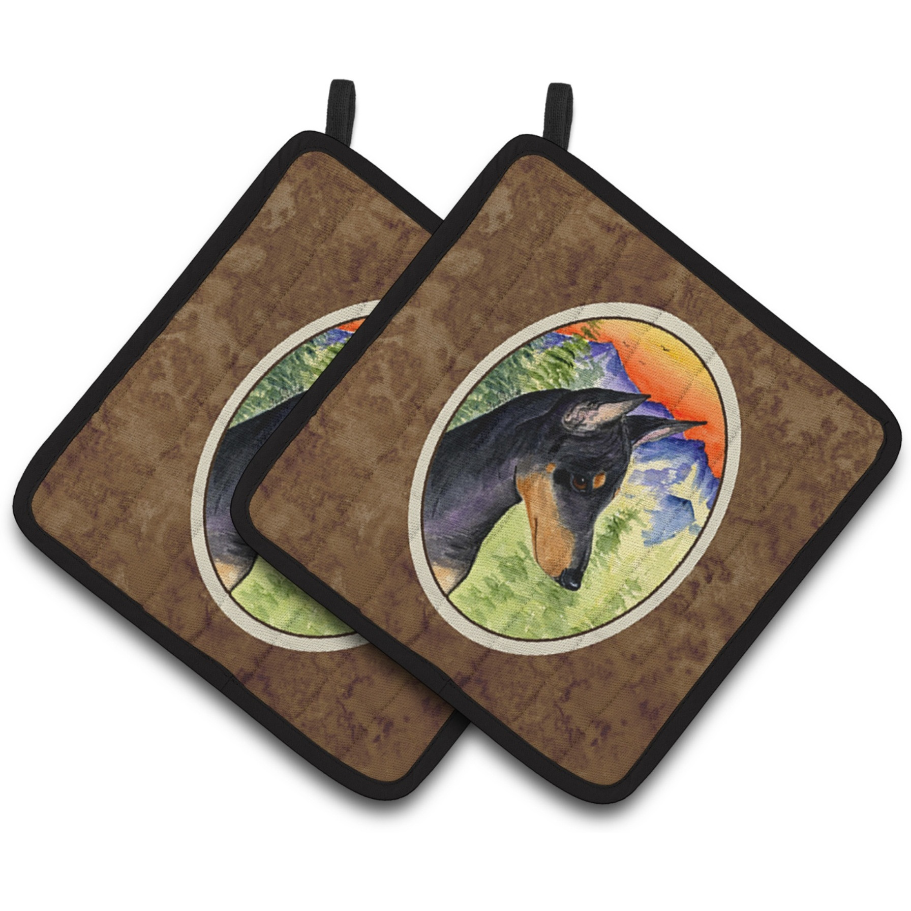 &quotCaroline's Treasures Manchester Terrier Pair of Pot Holders SS8425PTHD, 7.5HX7.5W, Multicolor"
