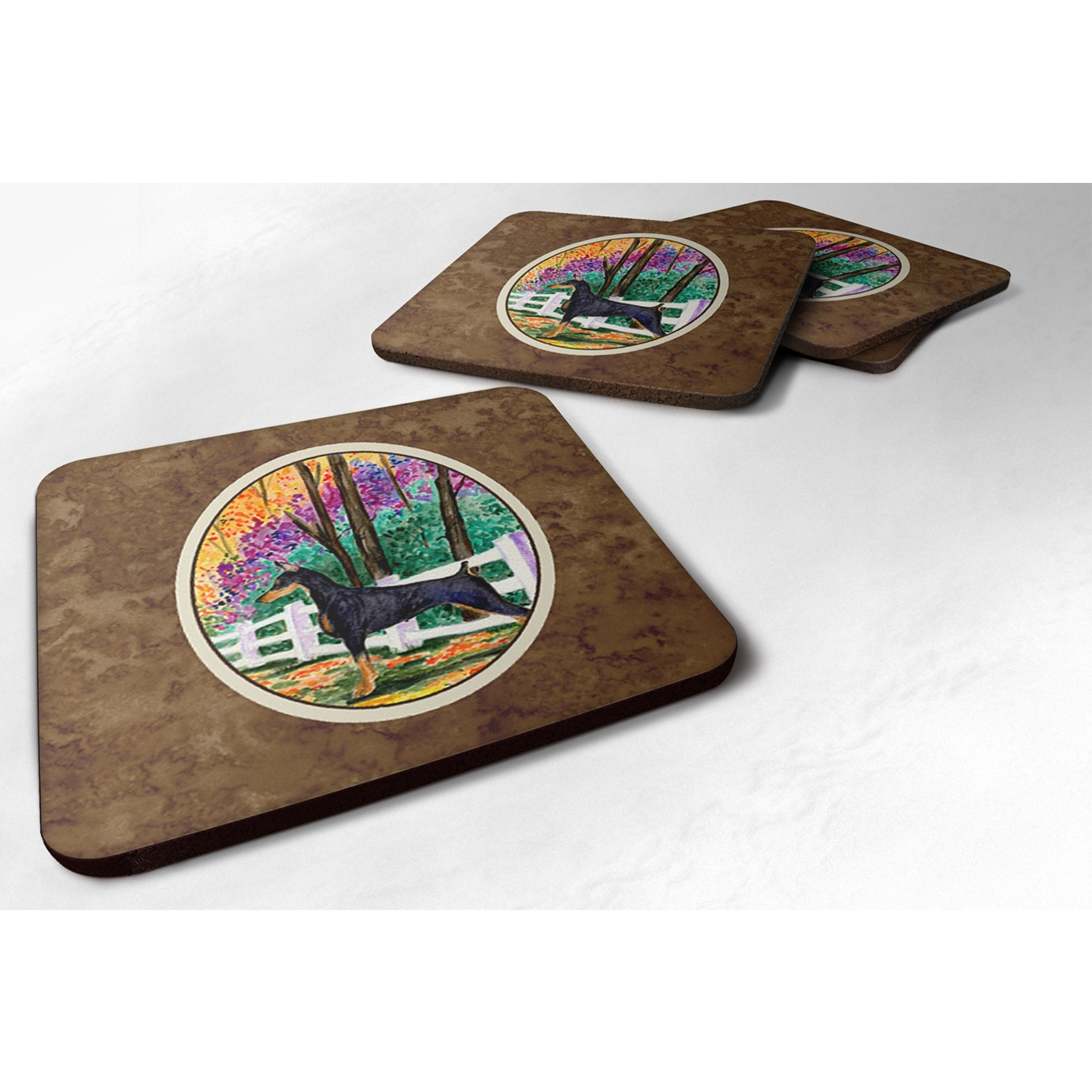 &quotCaroline's Treasures SS8428FC Doberman Foam Coasters (Set of 4), 3.5"" H x 3.5"" W, Multicolor"