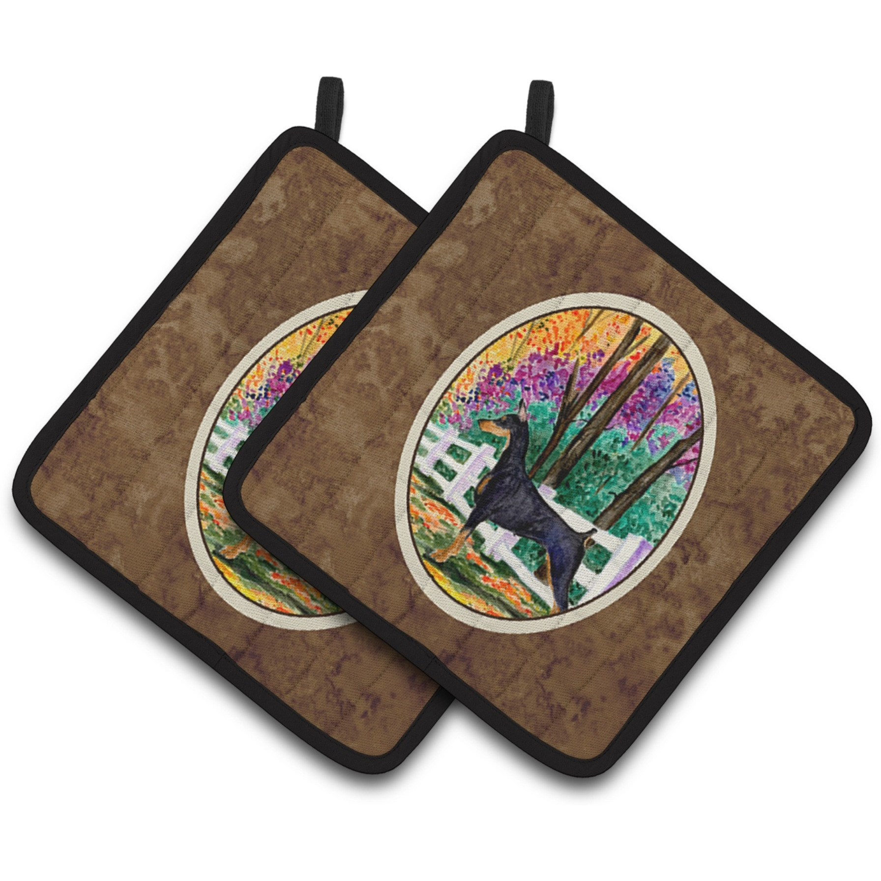 &quotCaroline's Treasures Doberman Pair of Pot Holders SS8428PTHD, 7.5HX7.5W, Multicolor"
