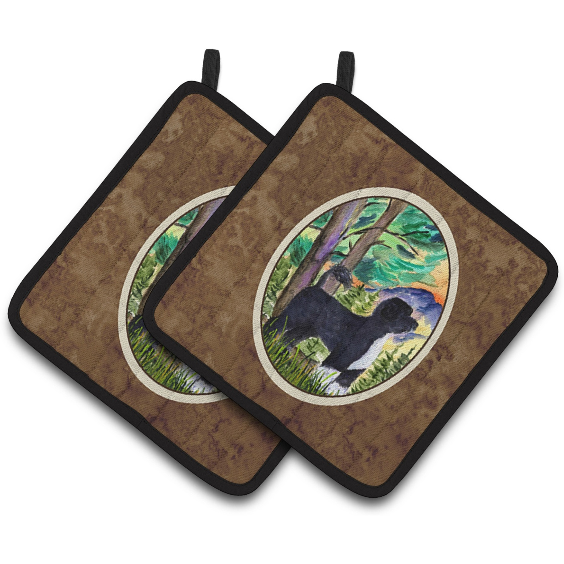 &quotCaroline's Treasures Portuguese Water Dog Pair of Pot Holders SS8429PTHD, 7.5HX7.5W, Multicolor"