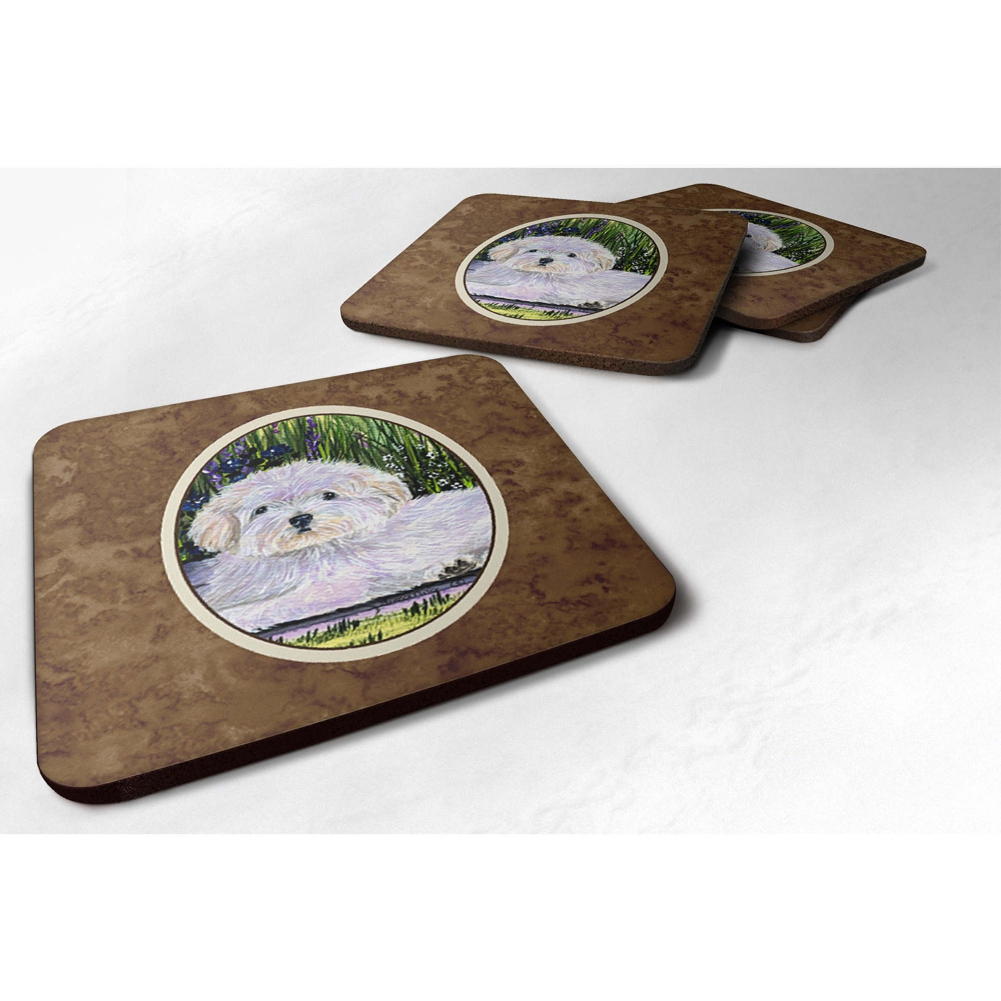 &quotCaroline's Treasures SS8430FC Coton de Tulear Foam Coasters (Set of 4), 3.5"" H x 3.5"" W, Multicolor"
