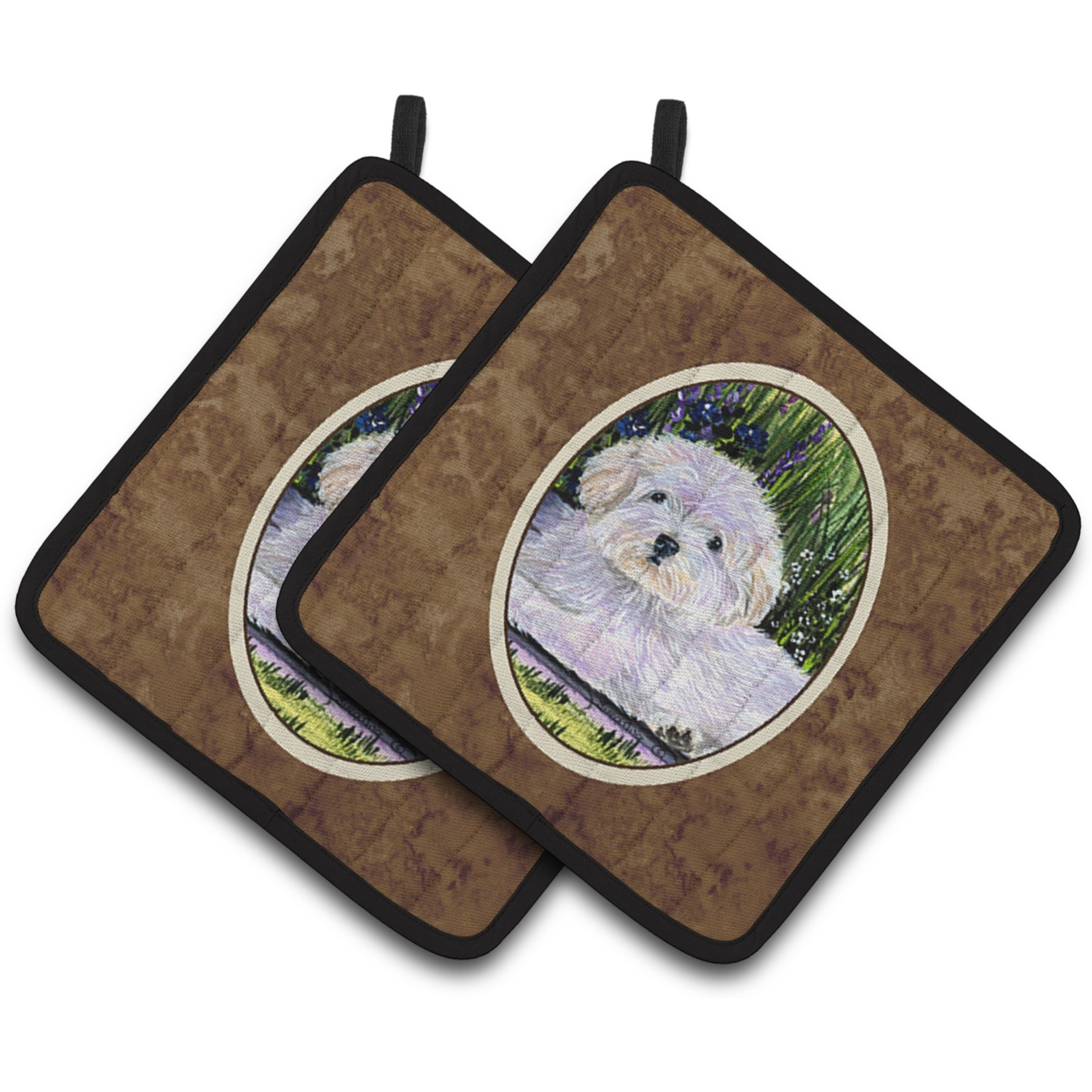 &quotCaroline's Treasures Coton De Tulear Pair of Pot Holders SS8430PTHD, 7.5HX7.5W, Multicolor"