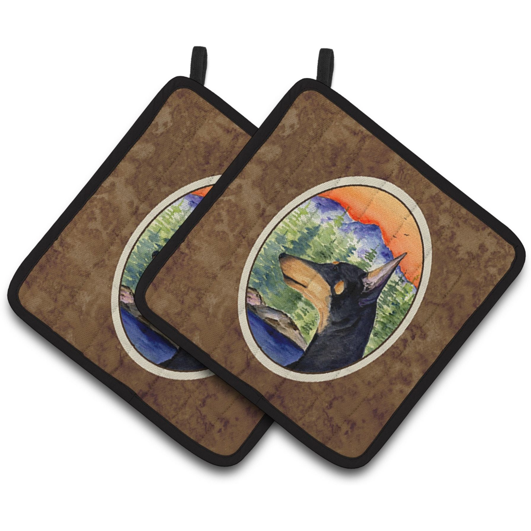 &quotCaroline's Treasures Manchester Terrier Pair of Pot Holders SS8433PTHD, 7.5HX7.5W, Multicolor"