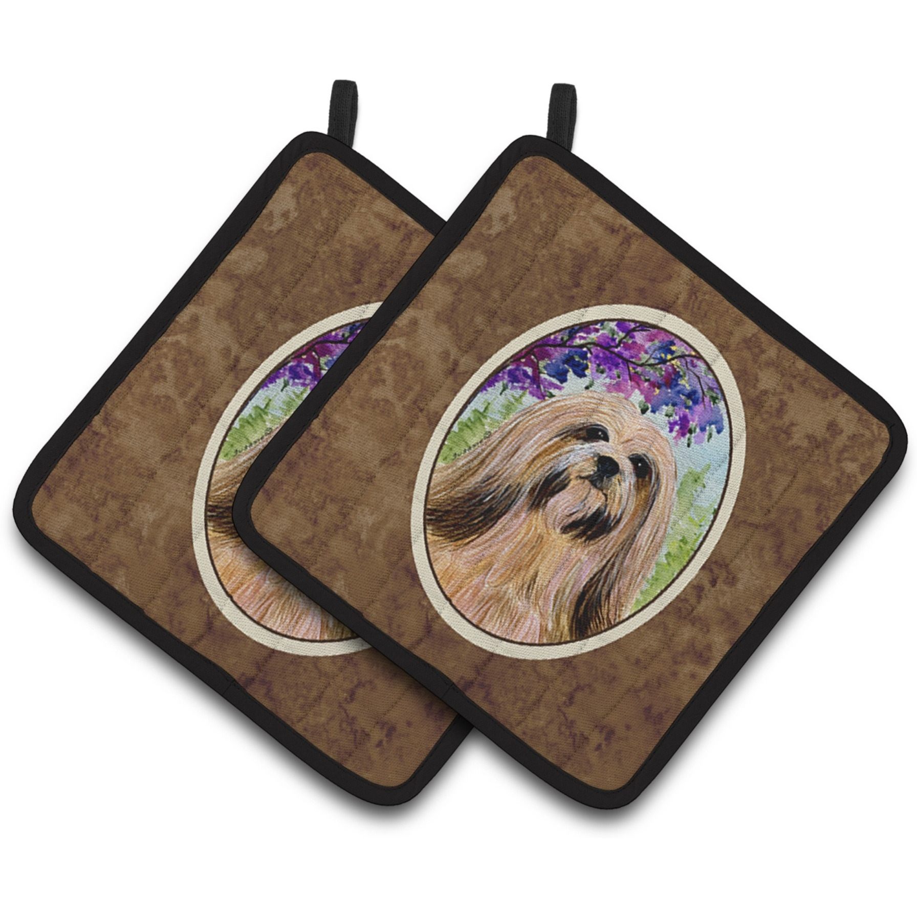 &quotCaroline's Treasures Lhasa Apso Pair of Pot Holders SS8436PTHD, 7.5HX7.5W, Multicolor"
