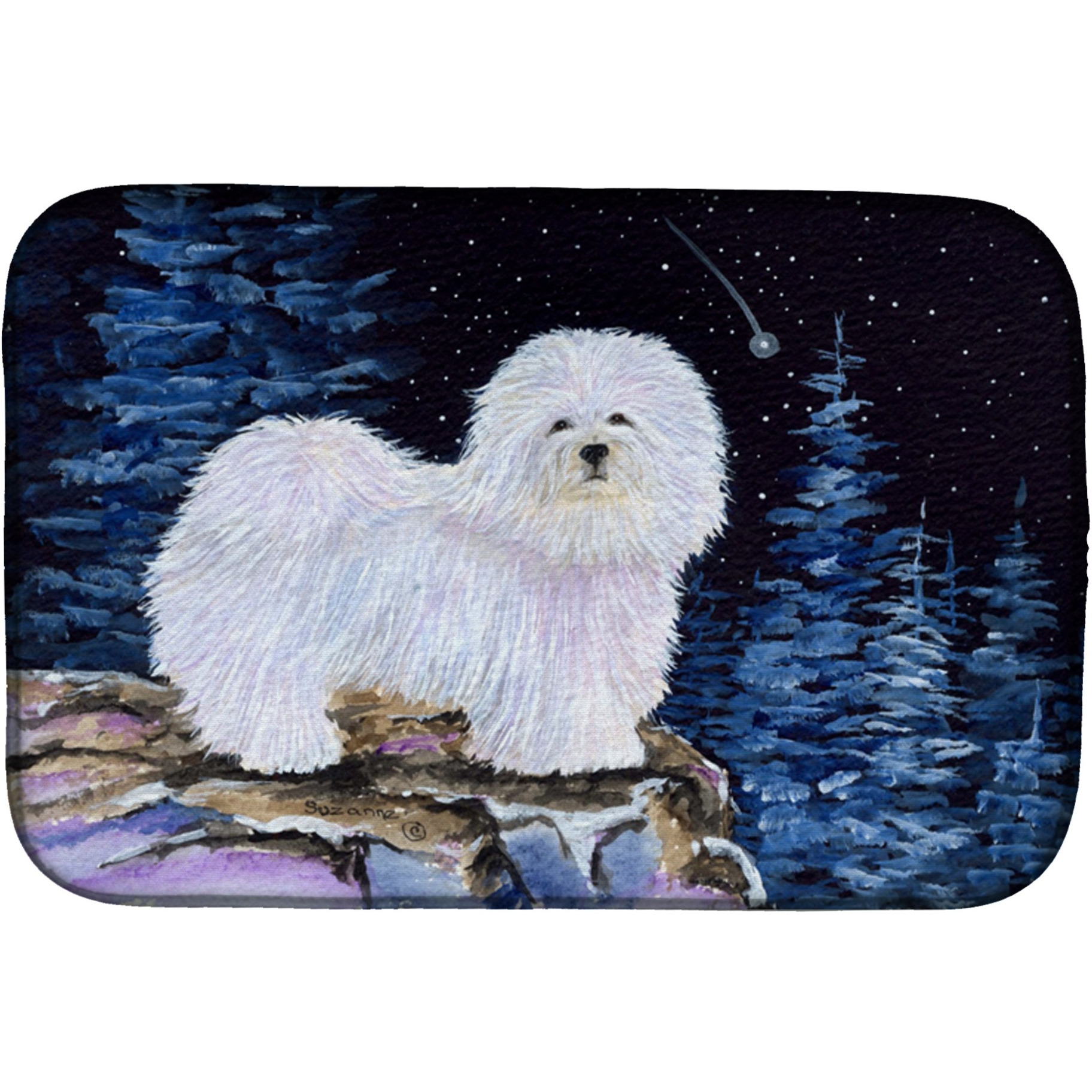 &quotCaroline's Treasures Starry Night Coton de Tulear Dish Drying Mat, 14"" x 21"", Multicolor"