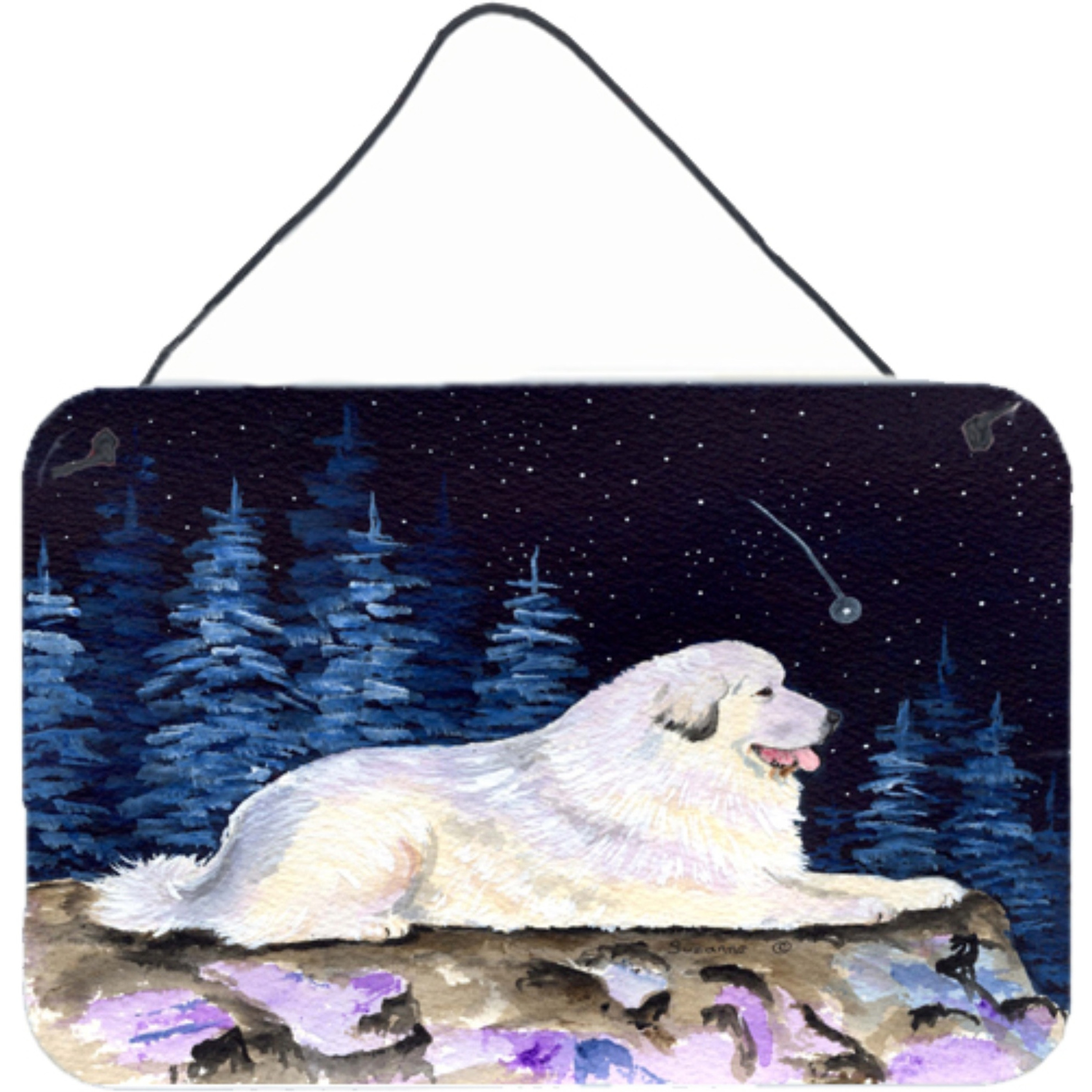 &quotCaroline's Treasures Starry Night Great Pyrenees Indoor Aluminum Metal Wall or Door Hanging Prints, 8 x 12"", Multicolor"