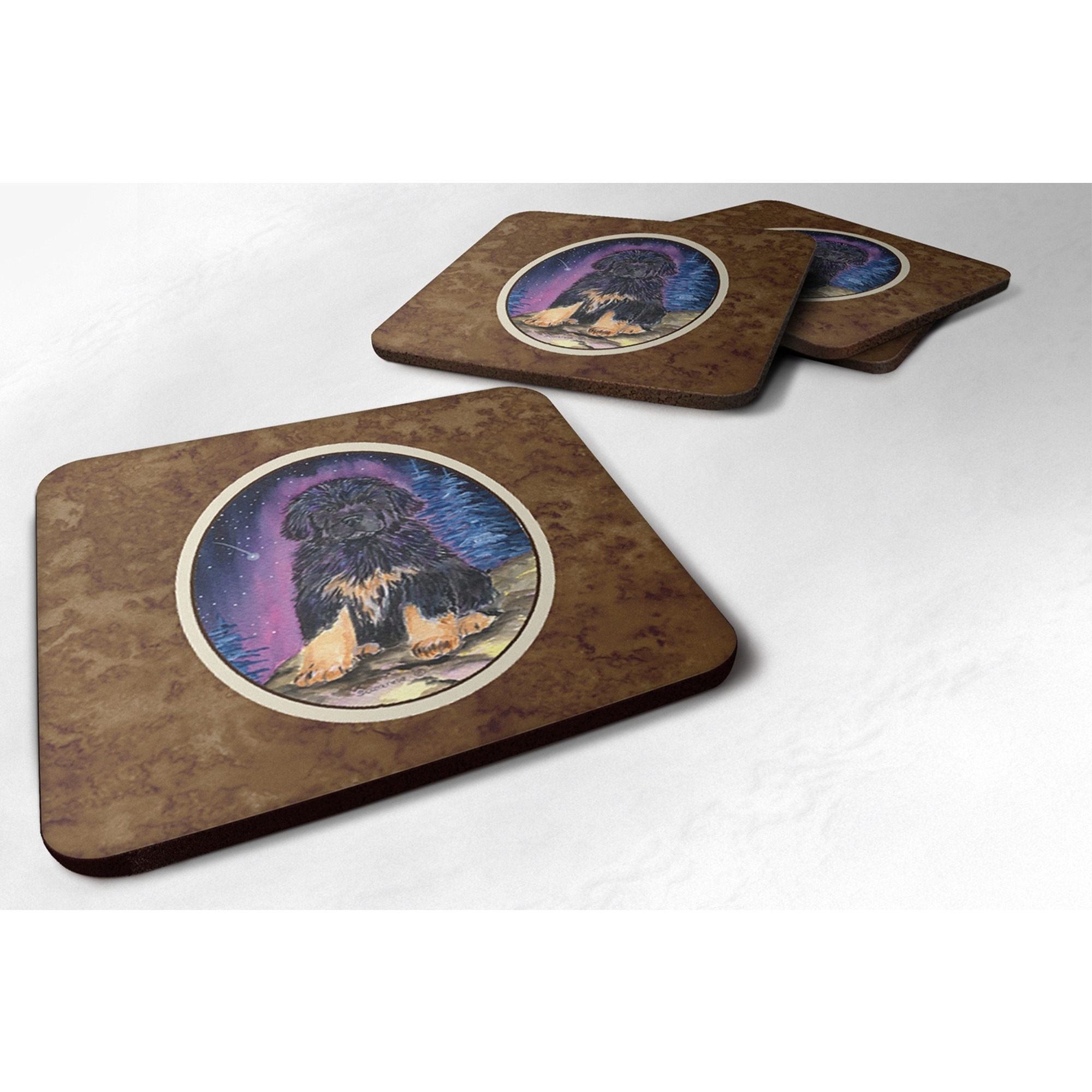 &quotCaroline's Treasures SS8440FC Starry Night Tibetan Mastiff Foam Coasters Set of 4 (Set of 4), 3.5"" H x 3.5"" W, Multicolor"