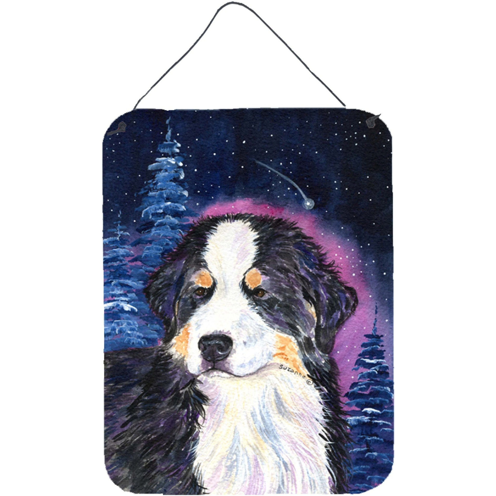 &quotCaroline's Treasures SS8446DS1216 Starry Night Bernese Mountain Dog Aluminium Metal Wall or Door Hanging Prints, 16"" x 12"", Multicolor"