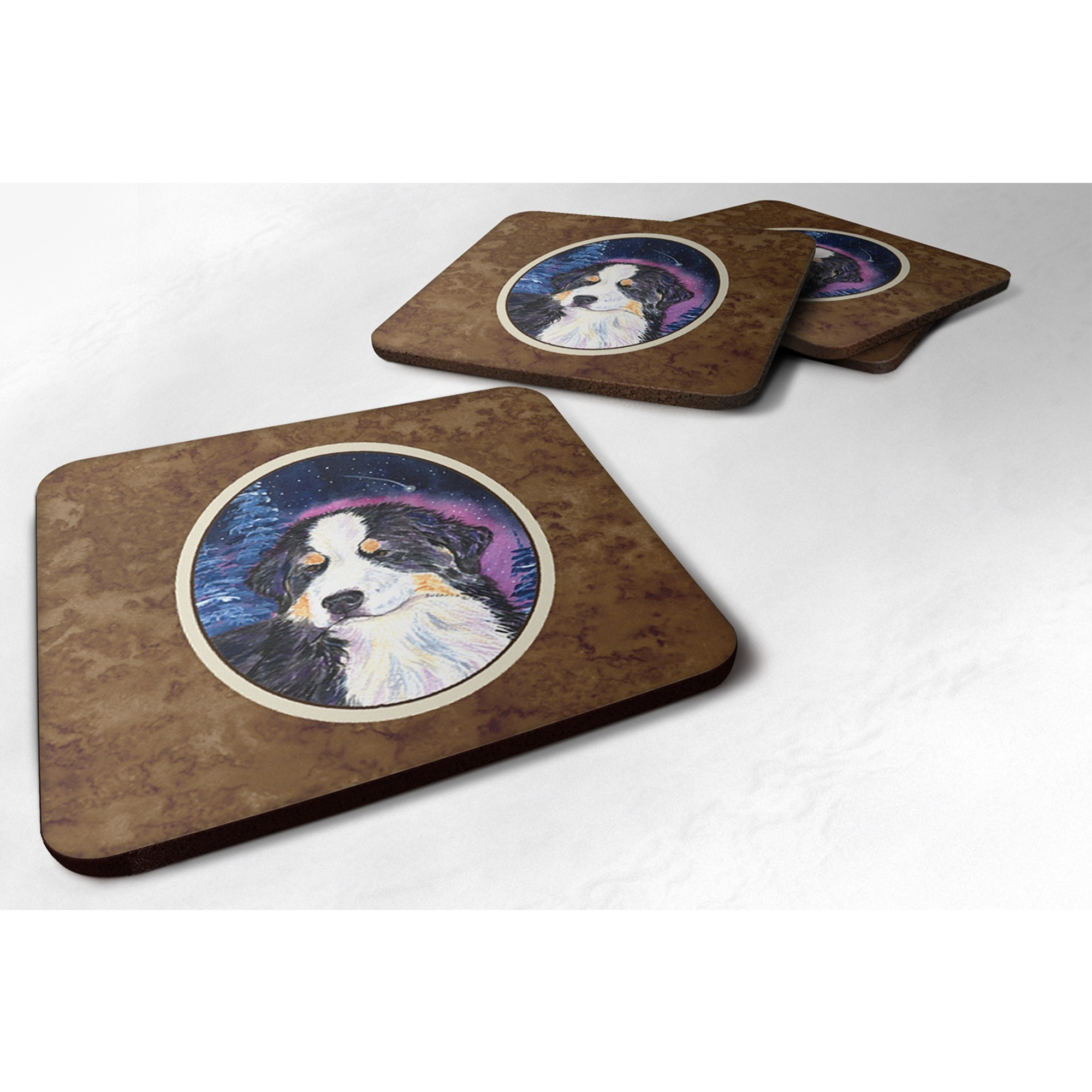 &quotCaroline's Treasures SS8446FC Starry Night Bernese Mountain Dog Foam Coasters Set of 4 (Set of 4), 3.5"" H x 3.5"" W, Multicolor"