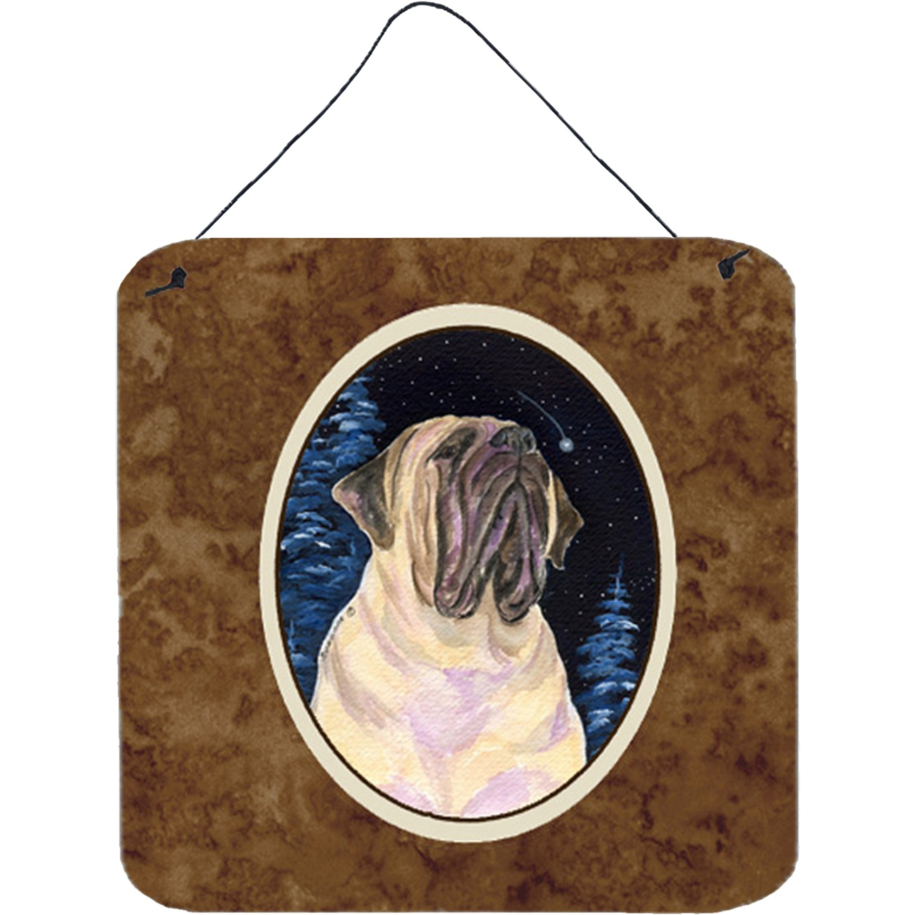 &quotCaroline's Treasures SS8448DS66 Starry Night Mastiff Aluminum Metal Wall or Door Hanging Prints, 6 x 6"", Multicolor"