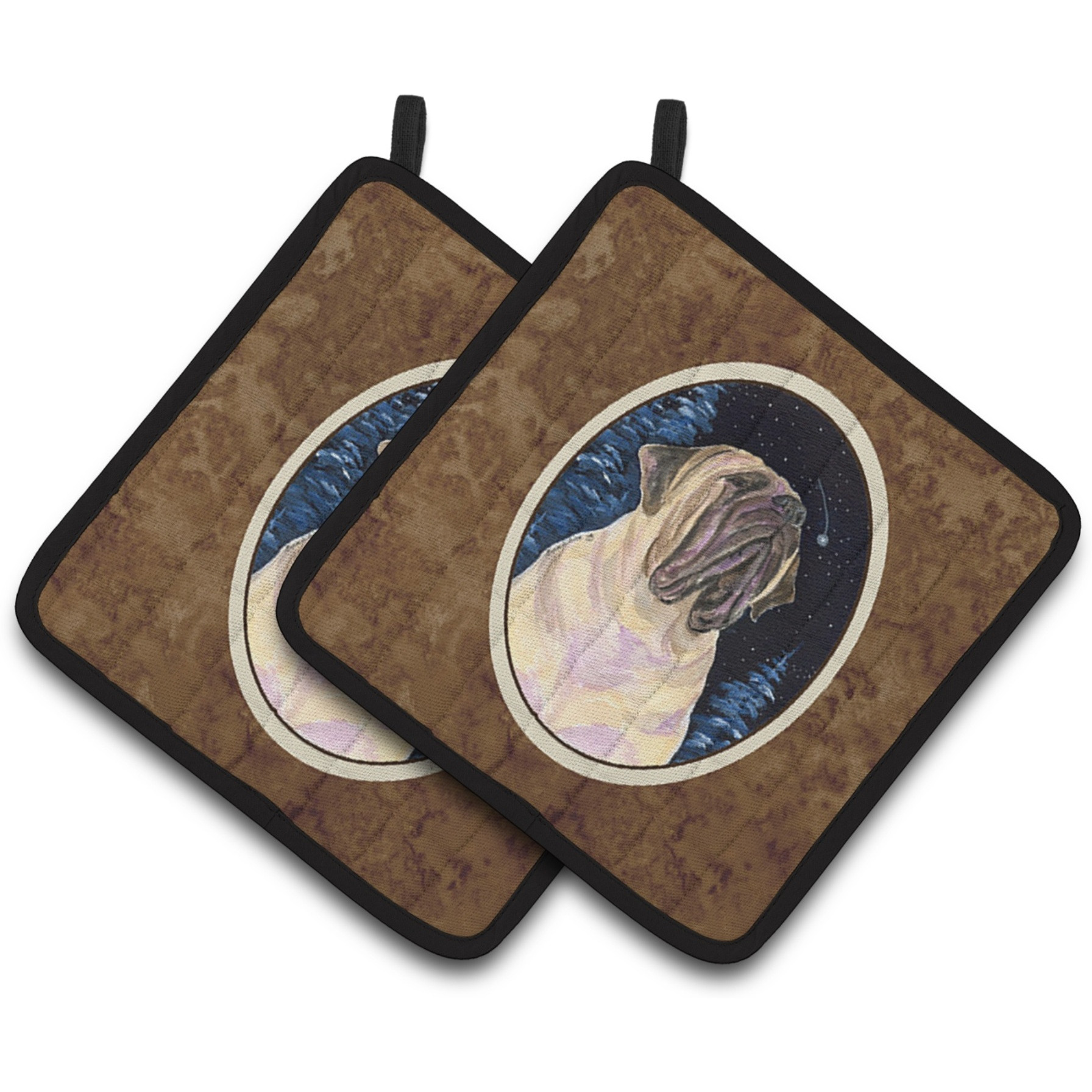 &quotCaroline's Treasures Starry Night Mastiff Pair of Pot Holders SS8448PTHD, 7.5HX7.5W, Multicolor"