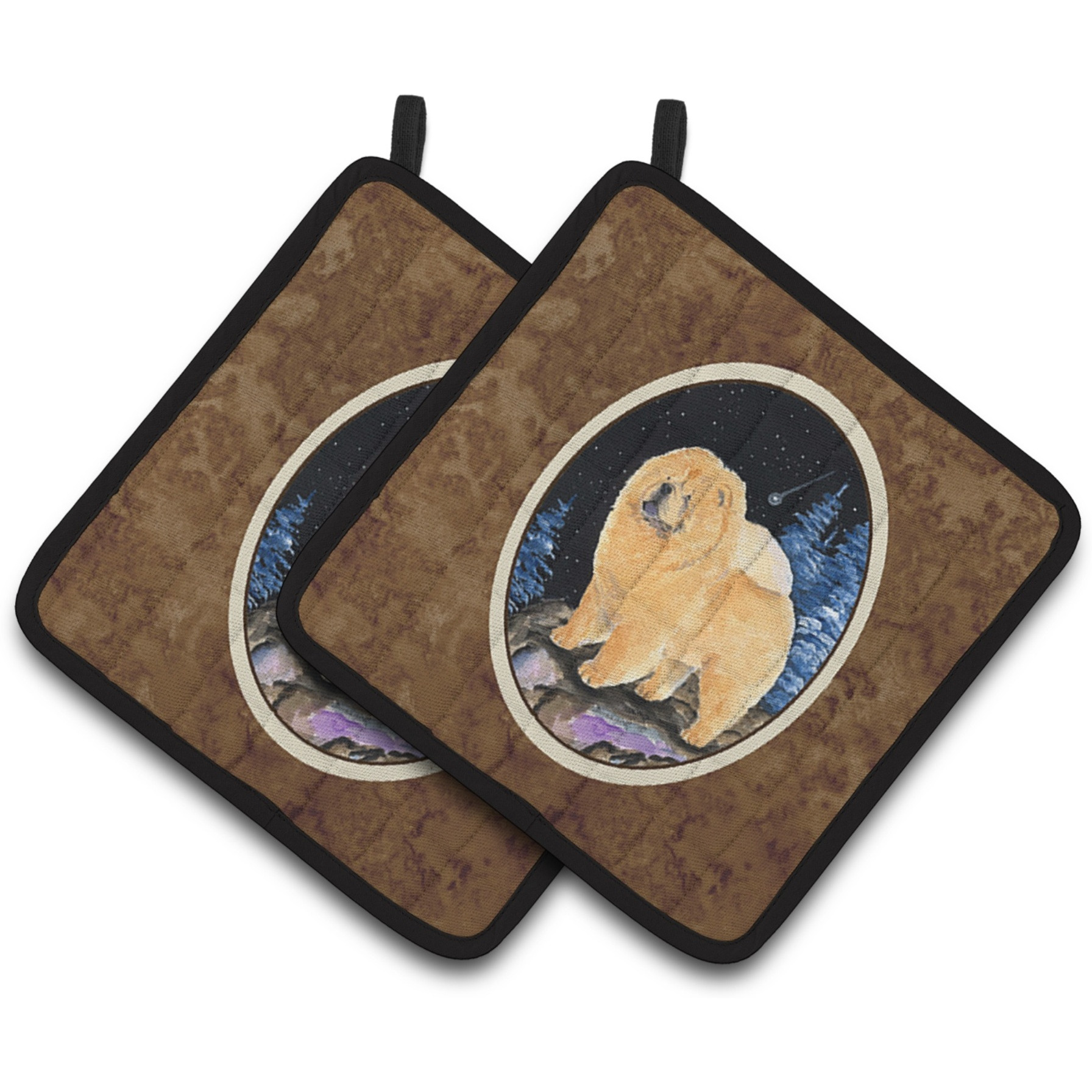&quotCaroline's Treasures Starry Night Chow Pair of Pot Holders SS8454PTHD, 7.5HX7.5W, Multicolor"