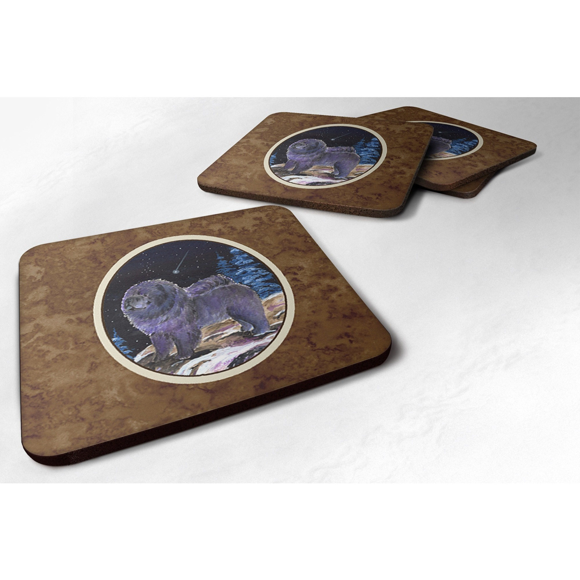 &quotCaroline's Treasures SS8456FC Starry Night Chow Chow Foam Coasters Set of 4 (Set of 4), 3.5"" H x 3.5"" W, Multicolor"