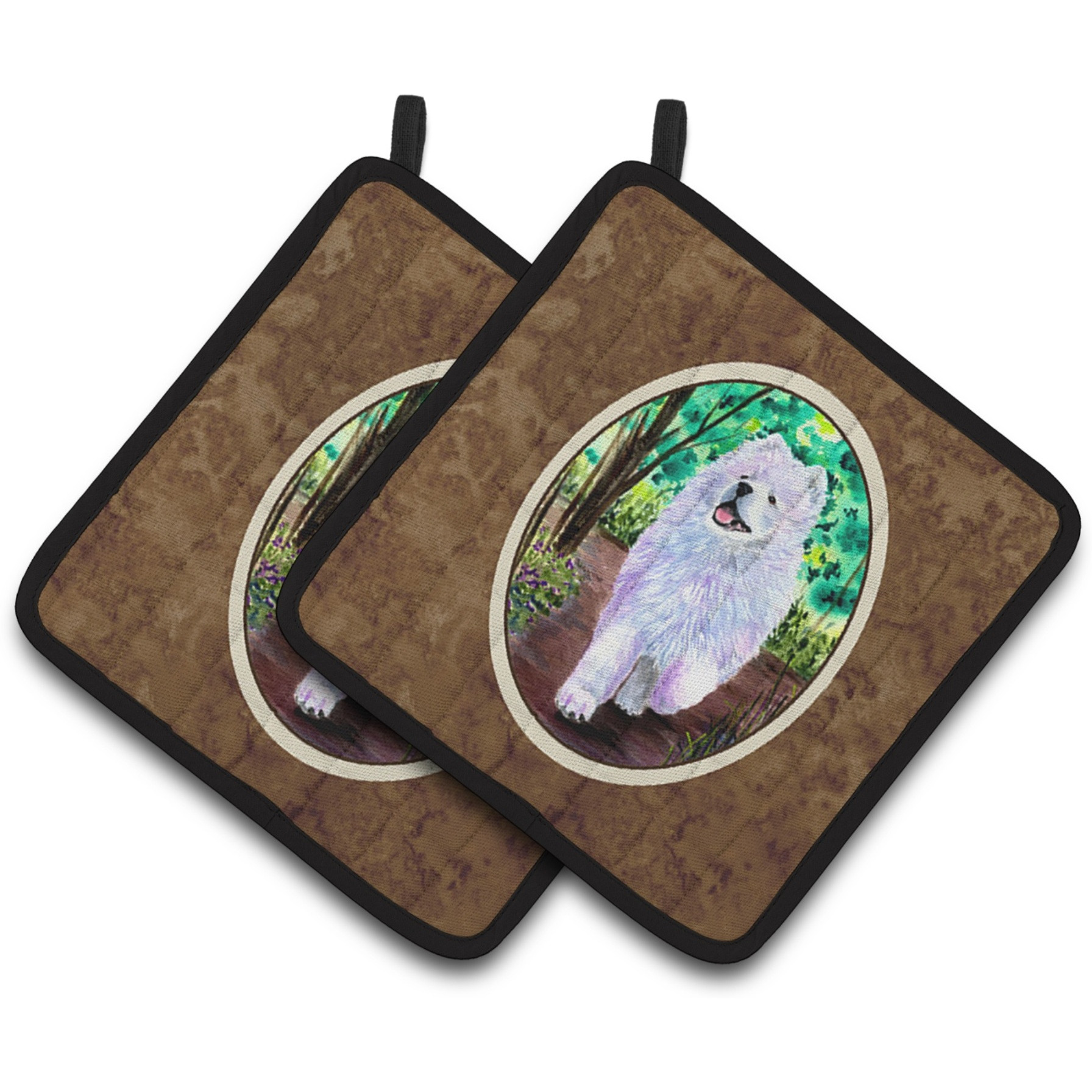 &quotCaroline's Treasures Samoyed Pair of Pot Holders SS8458PTHD, 7.5HX7.5W, Multicolor"