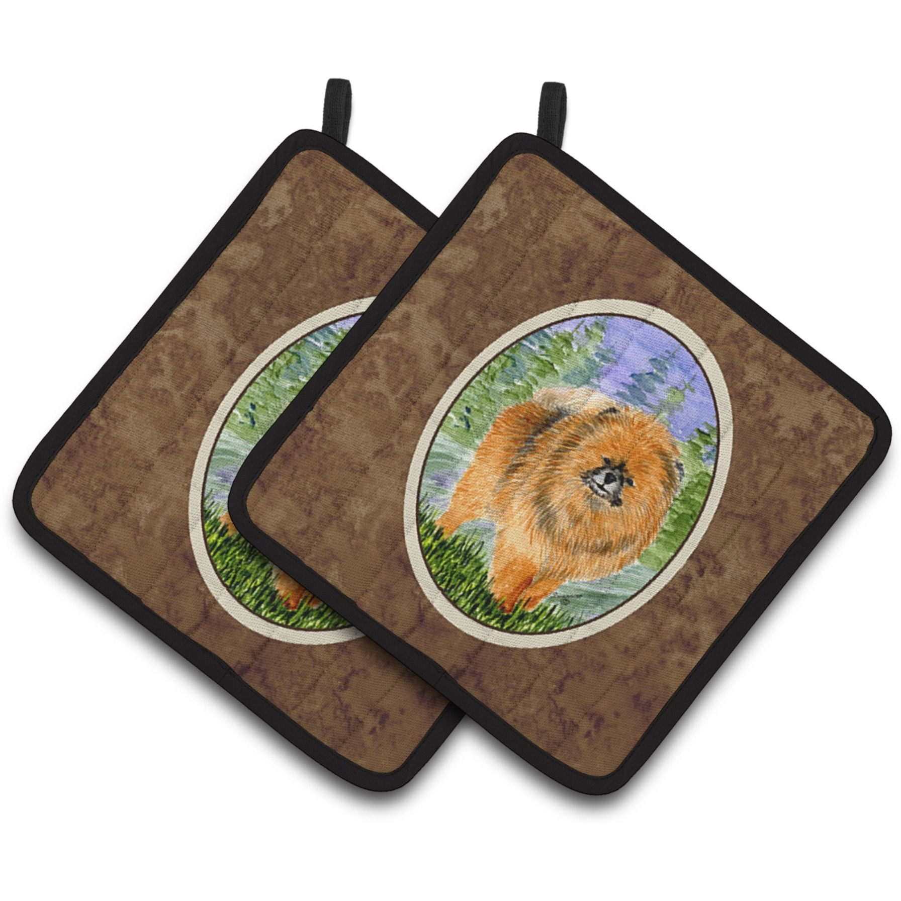 &quotCaroline's Treasures Pomeranian Pair of Pot Holders SS8459PTHD, 7.5HX7.5W, Multicolor"