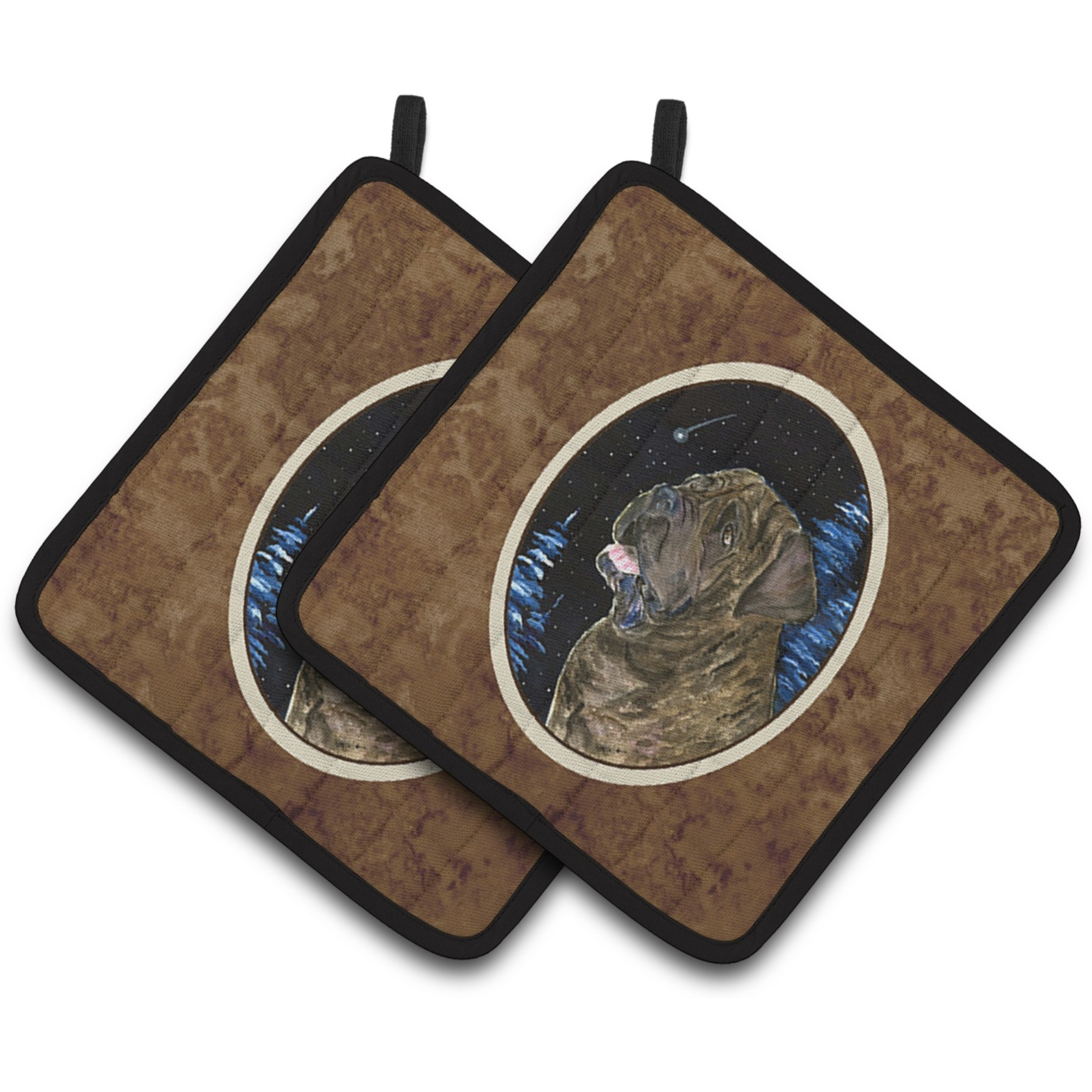 &quotCaroline's Treasures Starry Night Mastiff Pair of Pot Holders SS8463PTHD, 7.5HX7.5W, Multicolor"