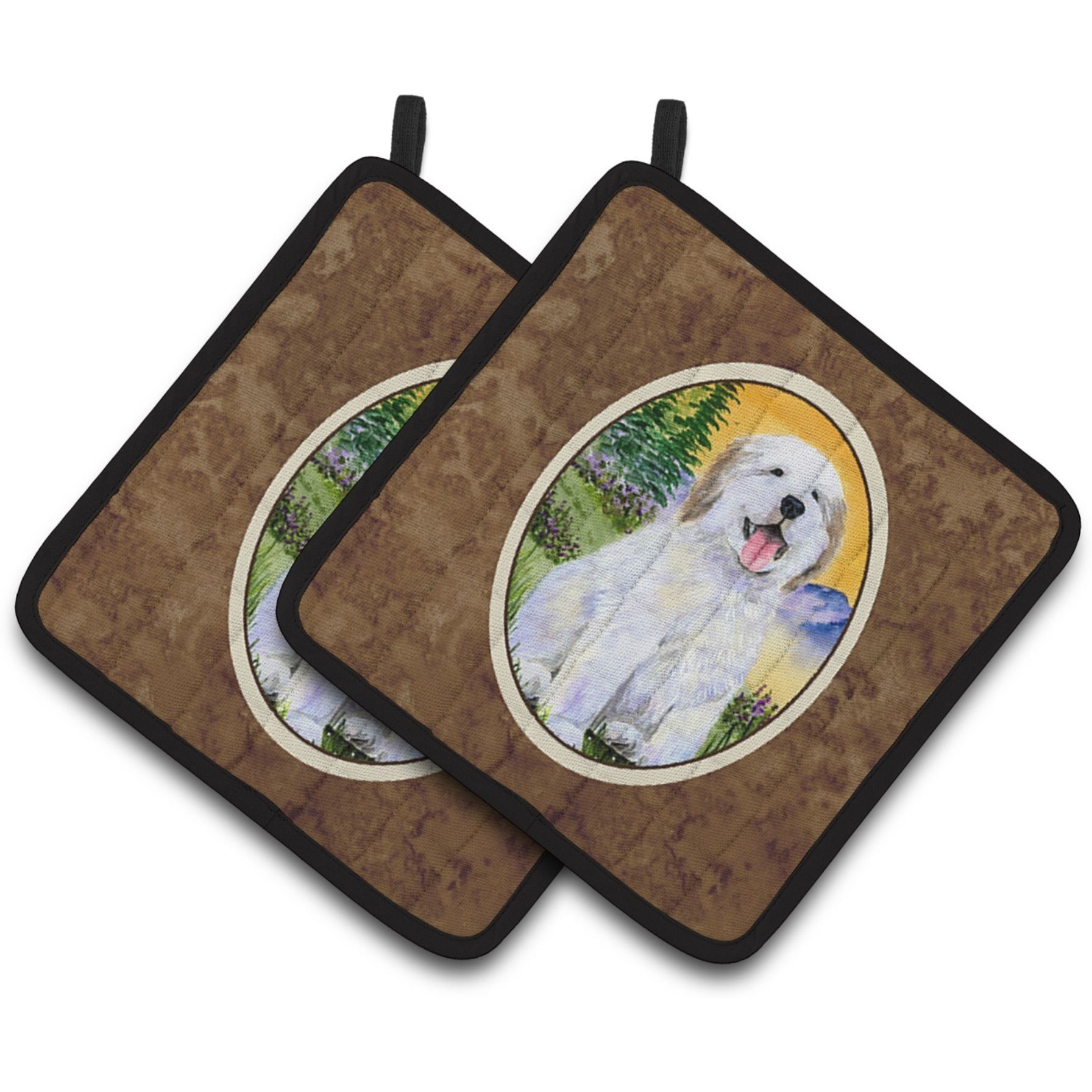 &quotCaroline's Treasures Great Pyrenees Pair of Pot Holders SS8469PTHD, 7.5HX7.5W, Multicolor"