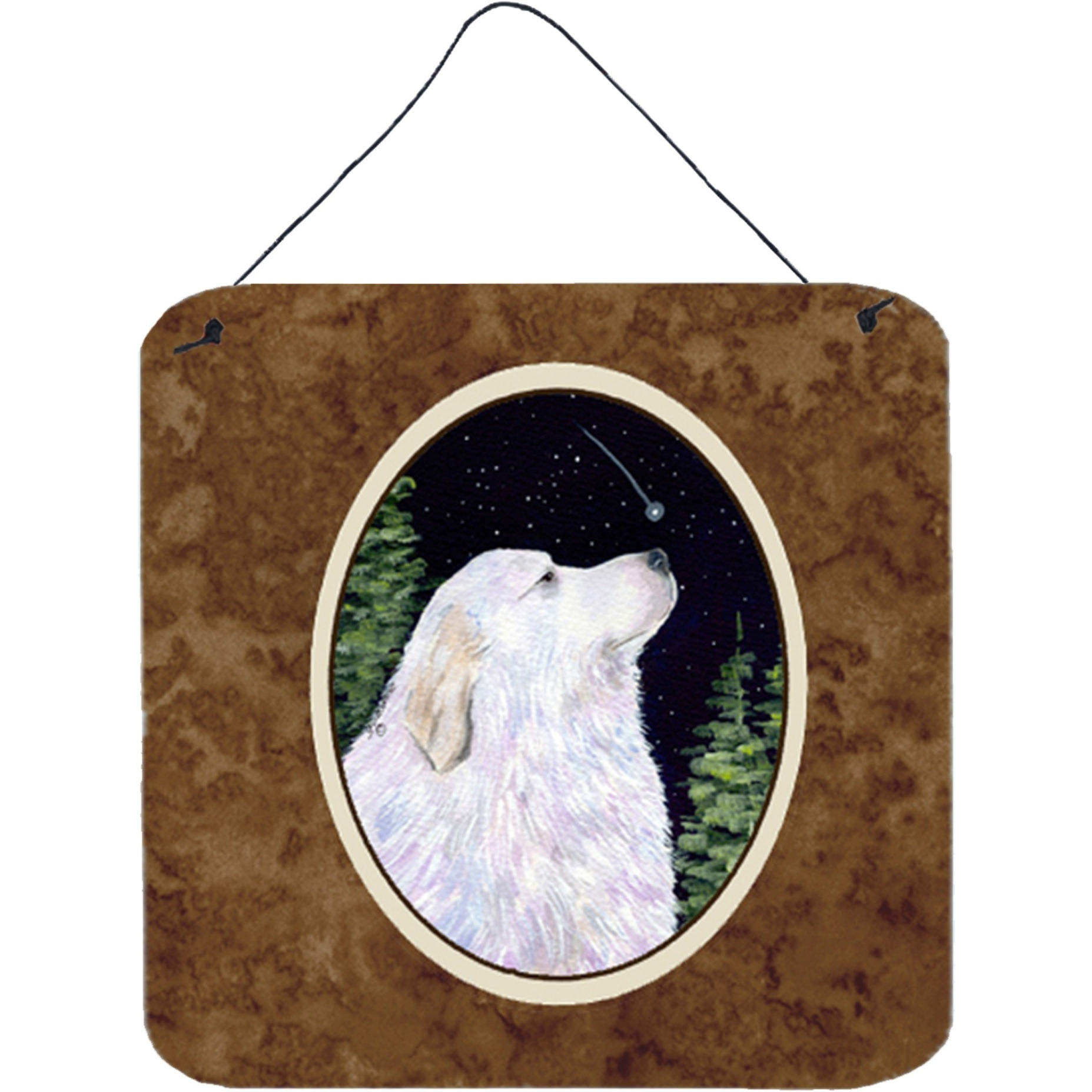 &quotCaroline's Treasures SS8470DS66 Starry Night Great Pyrenees Aluminum Metal Wall or Door Hanging Prints, 6 x 6"", Multicolor"