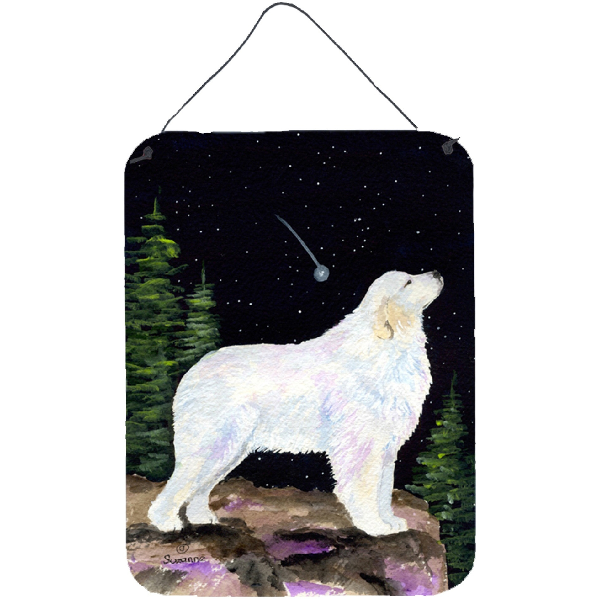 &quotCaroline's Treasures SS8471DS1216 Starry Night Great Pyrenees Aluminium Metal Wall or Door Hanging Prints, 16"" x 12"", Multicolor"
