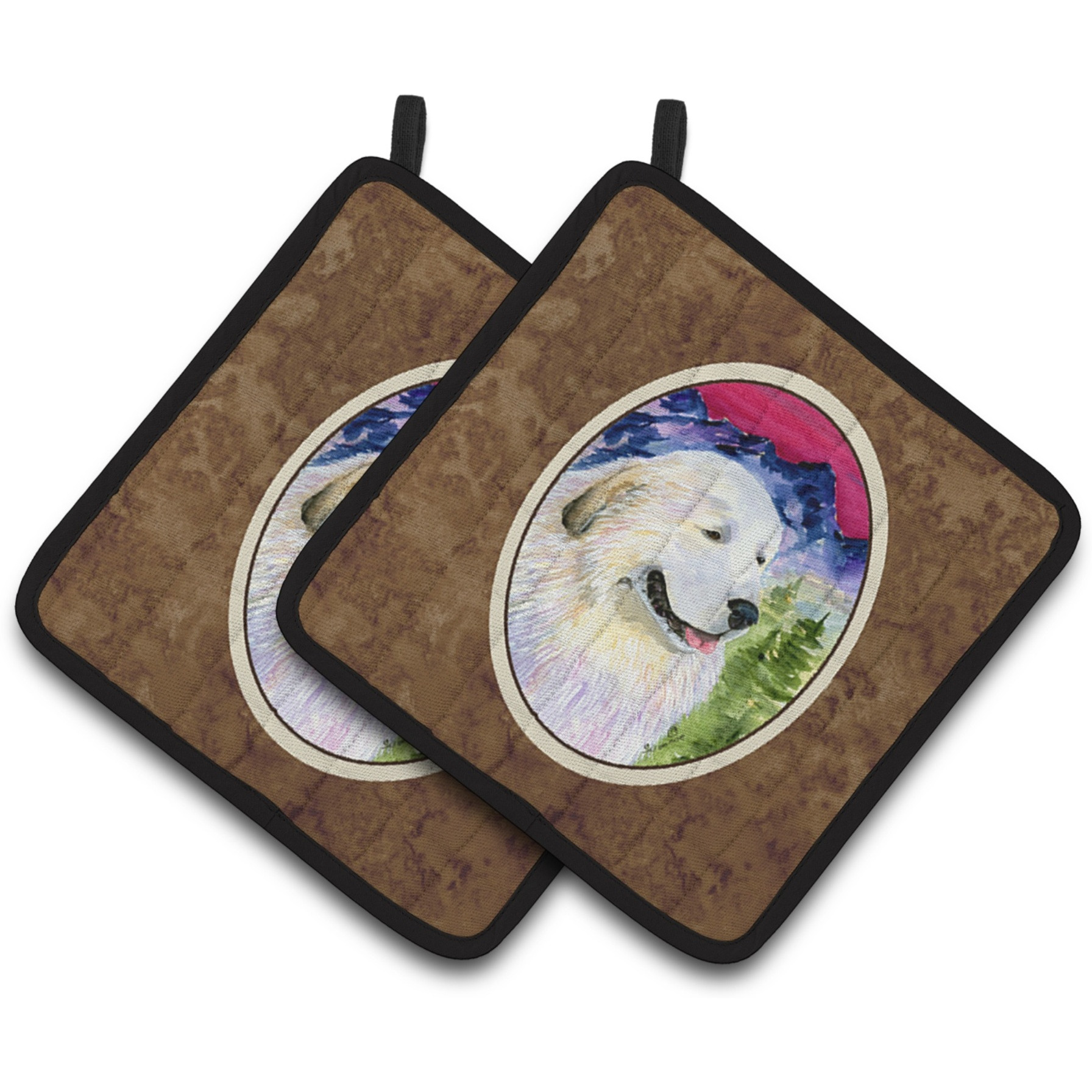 &quotCaroline's Treasures Great Pyrenees Pair of Pot Holders SS8473PTHD, 7.5HX7.5W, Multicolor"