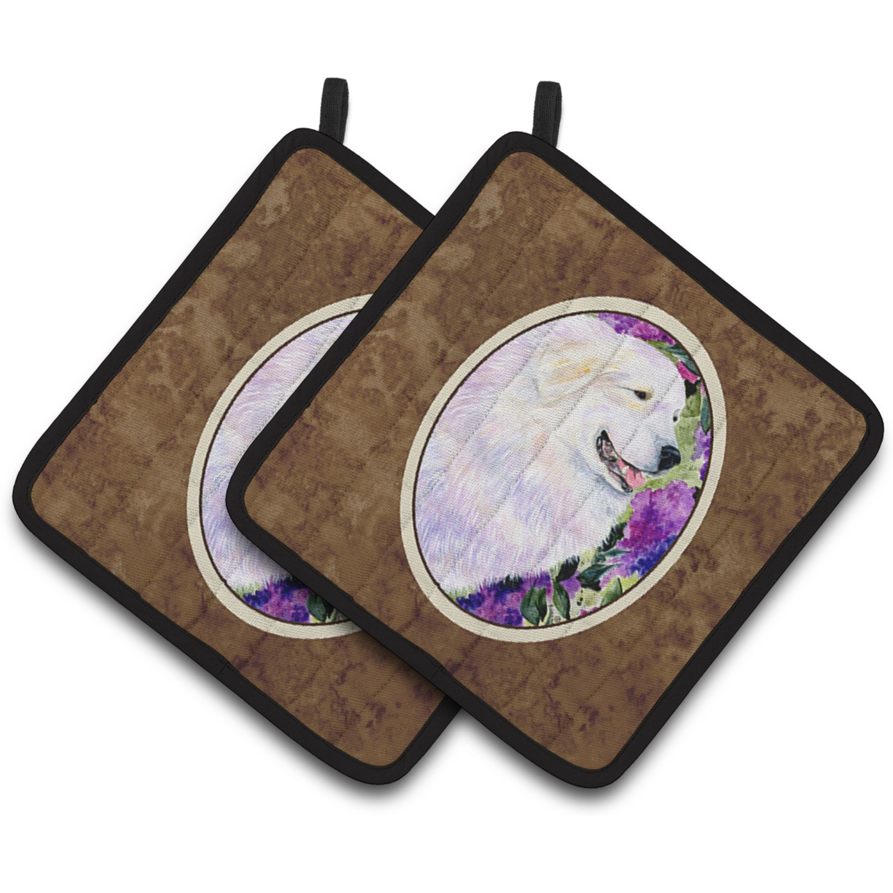 &quotCaroline's Treasures Great Pyrenees Pair of Pot Holders SS8474PTHD, 7.5HX7.5W, Multicolor"