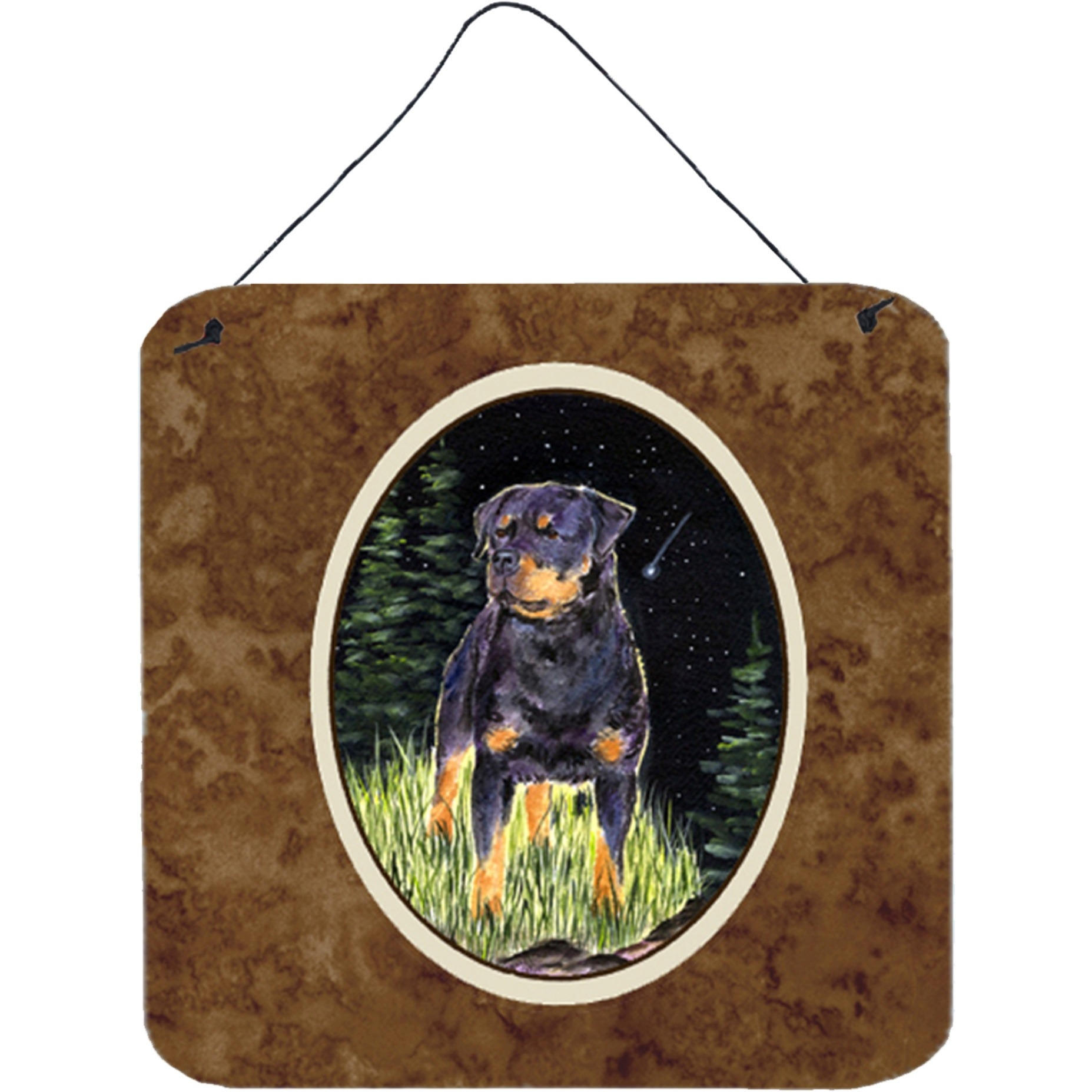 &quotCaroline's Treasures Starry Night Rottweiler Aluminum Metal Wall or Door Hanging Prints, 6 x 6"", Multicolor"