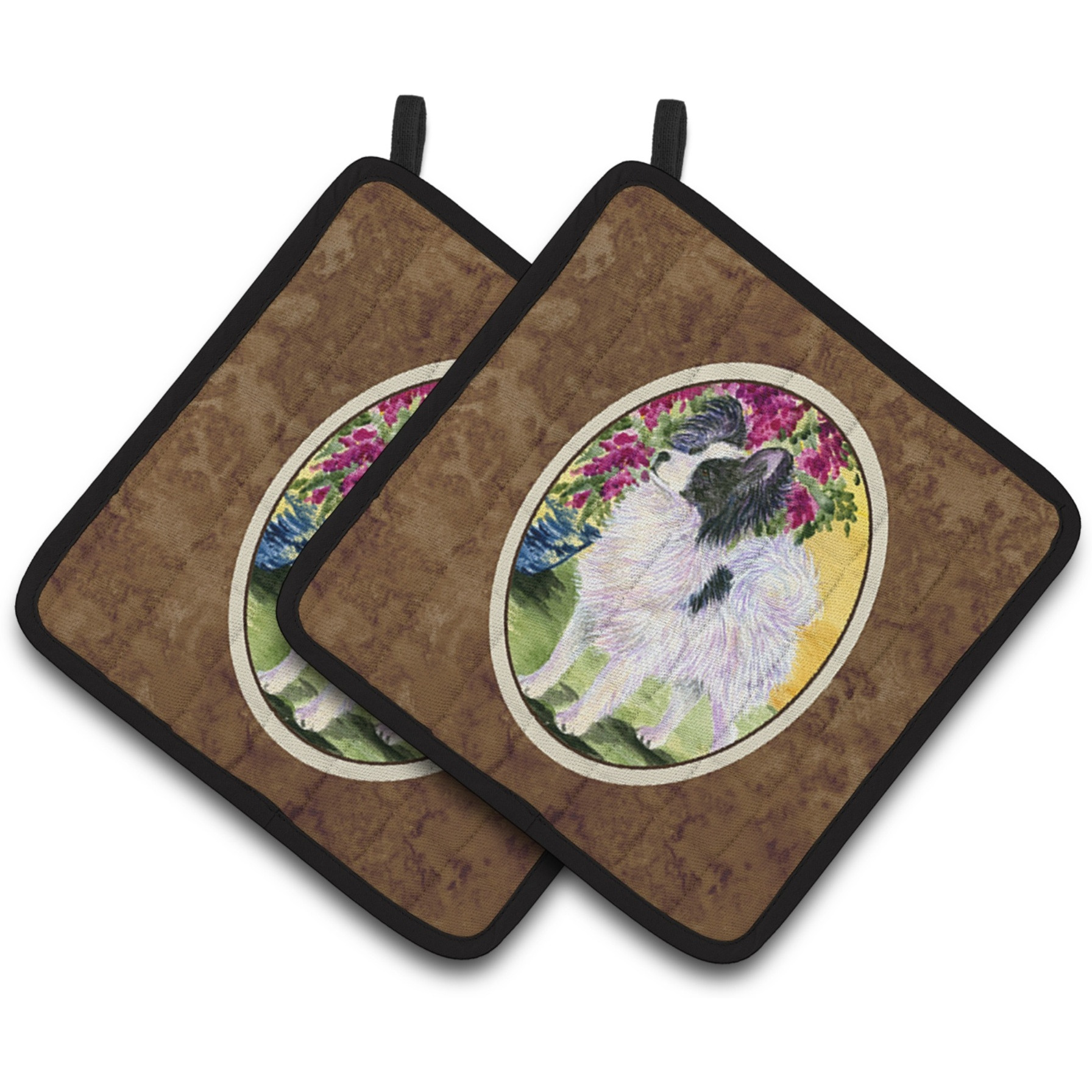 &quotCaroline's Treasures Papillon Pair of Pot Holders SS8477PTHD, 7.5HX7.5W, Multicolor"