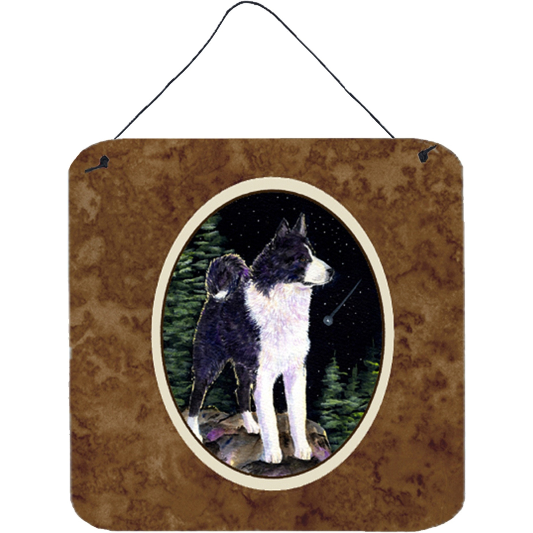 &quotCaroline's Treasures Starry Night Karelian Bear Dog Aluminum Metal Wall or Door Hanging Prints, 6 x 6"", Multicolor"