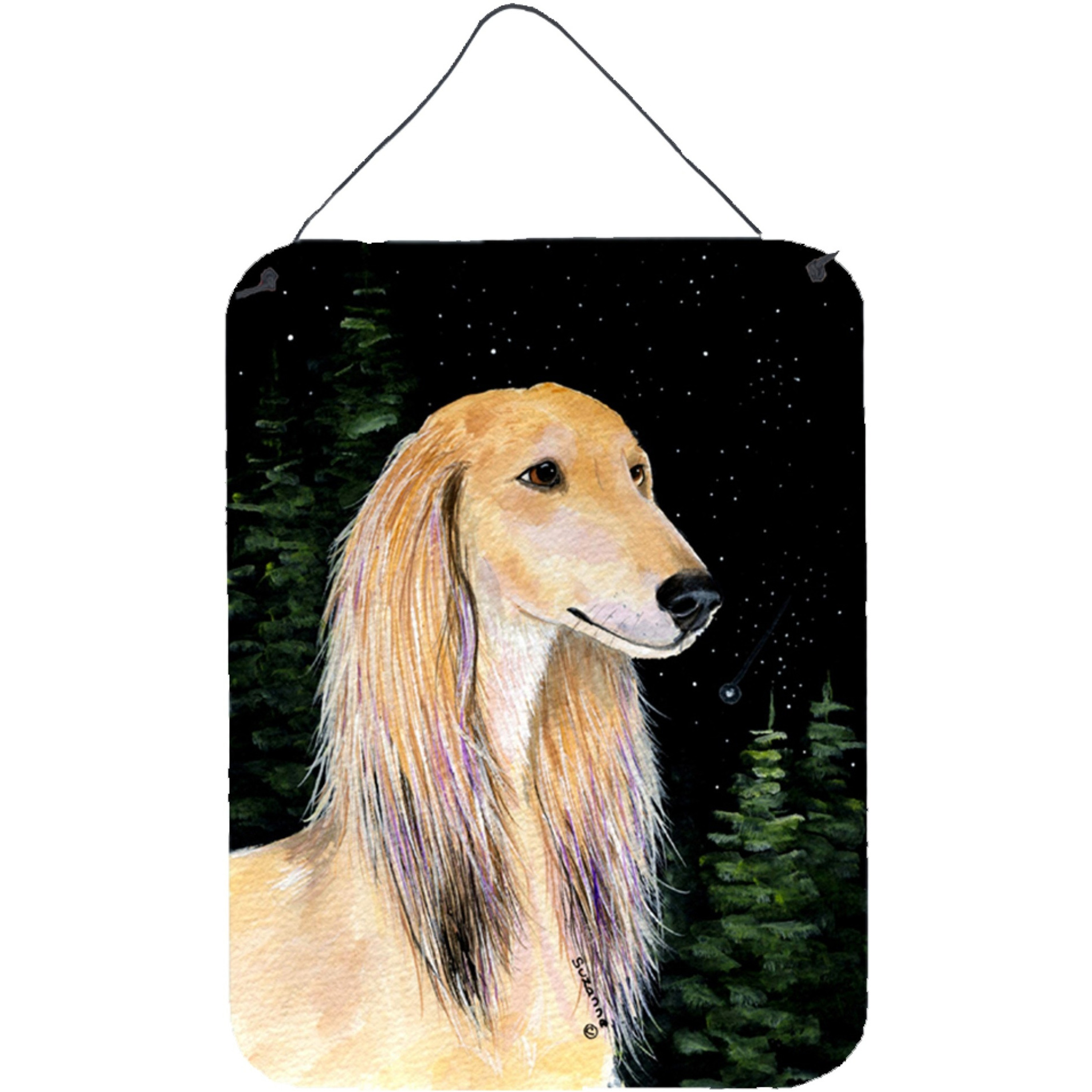 &quotCaroline's Treasures Starry Night Saluki Aluminium Metal Wall or Door Hanging Prints, 16"" x 12"", Multicolor"